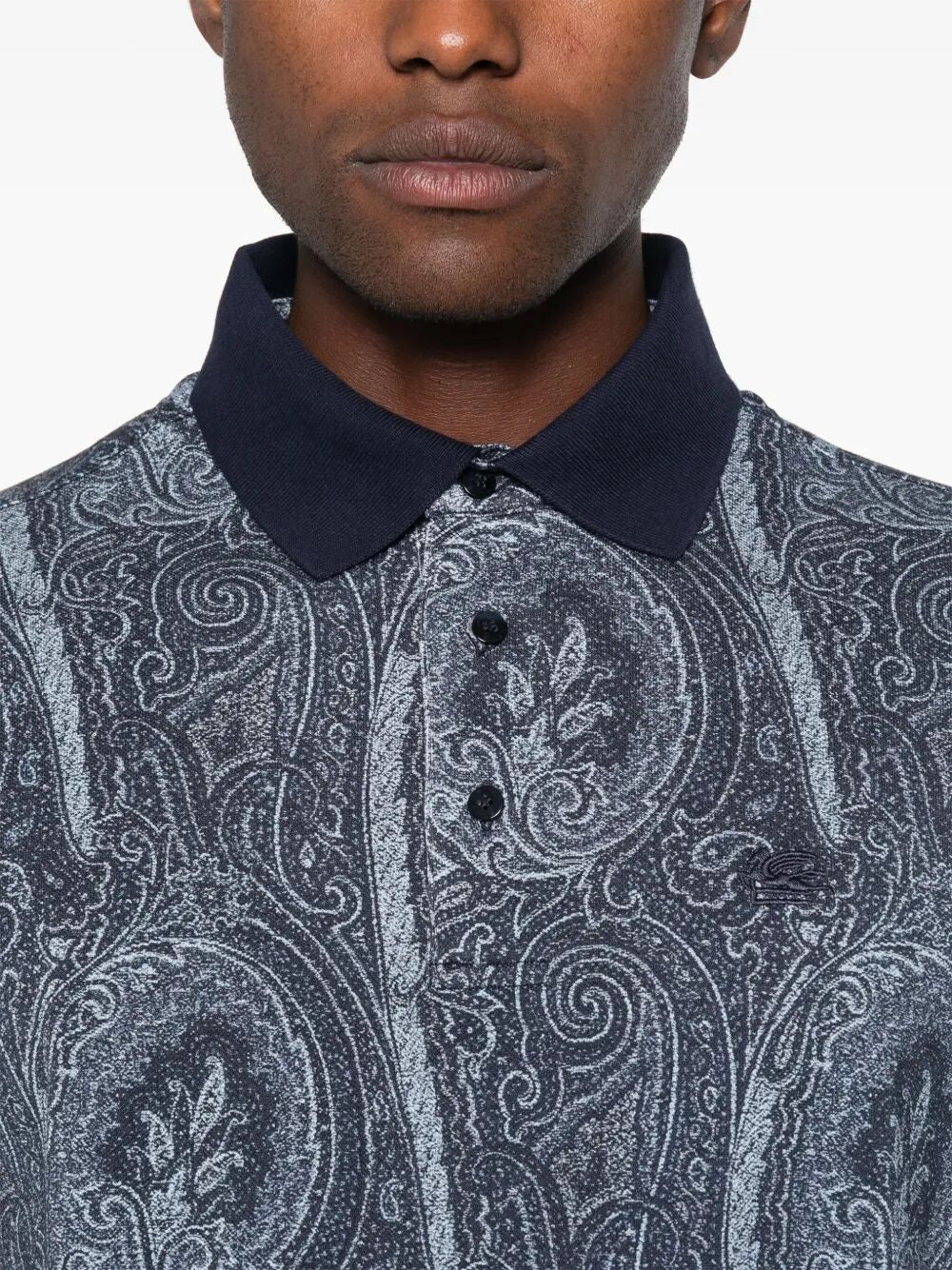 Etro Men All-Over Foliage Cotton Polo Shirt