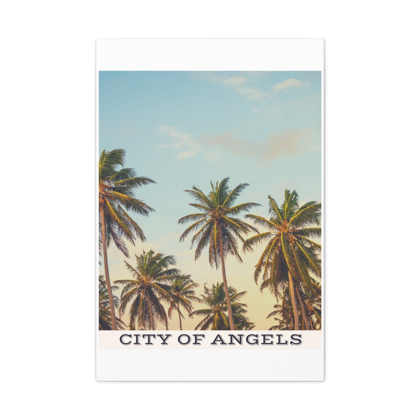 Tropical Palm Tree Canvas Print, City of Angeles Tropical Wall Art, Los Angeles Beach Decor, California Nature Photography, Home Decoration, Gift for Beach Lovers