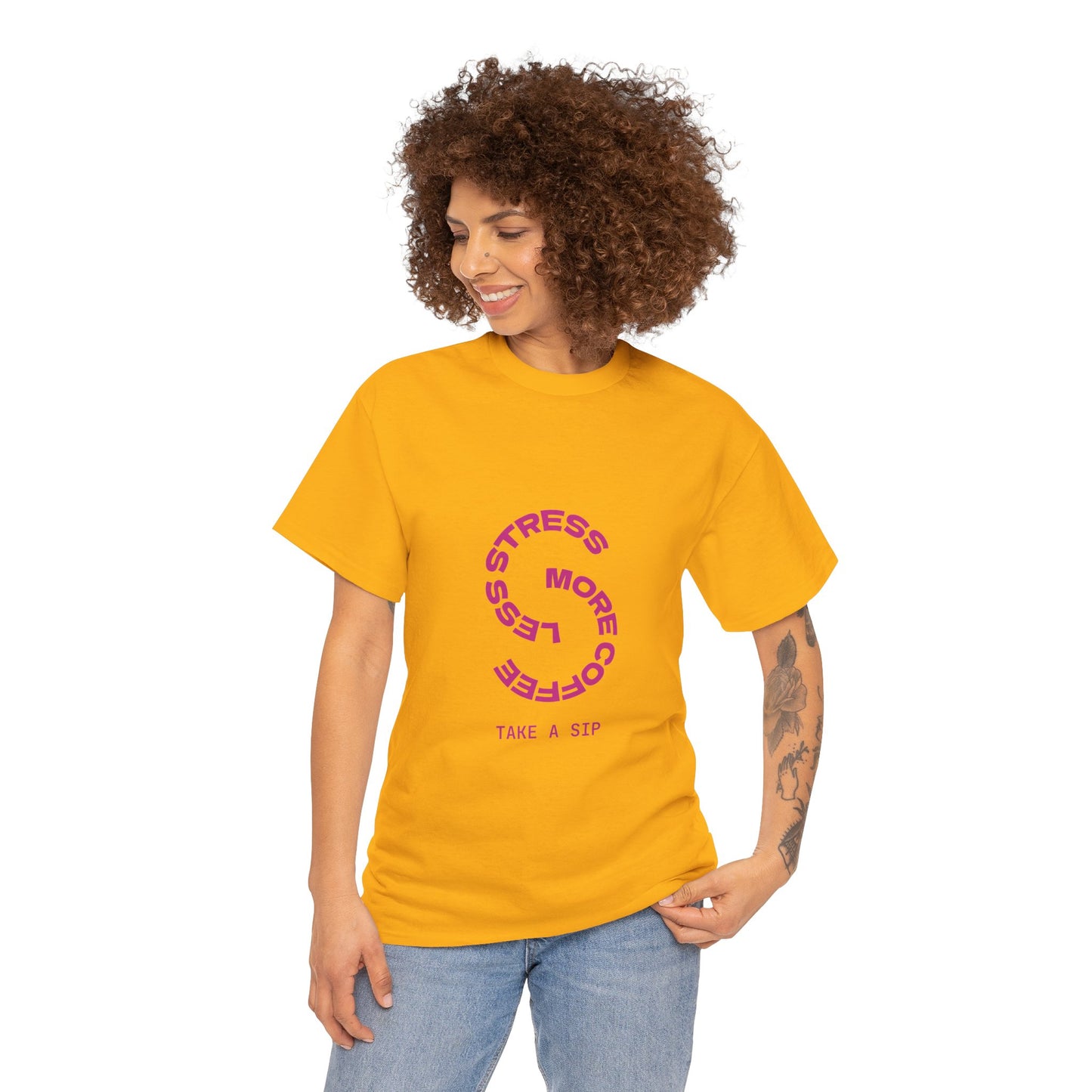 Stress Less Coffee Unisex Heavy Cotton Tee