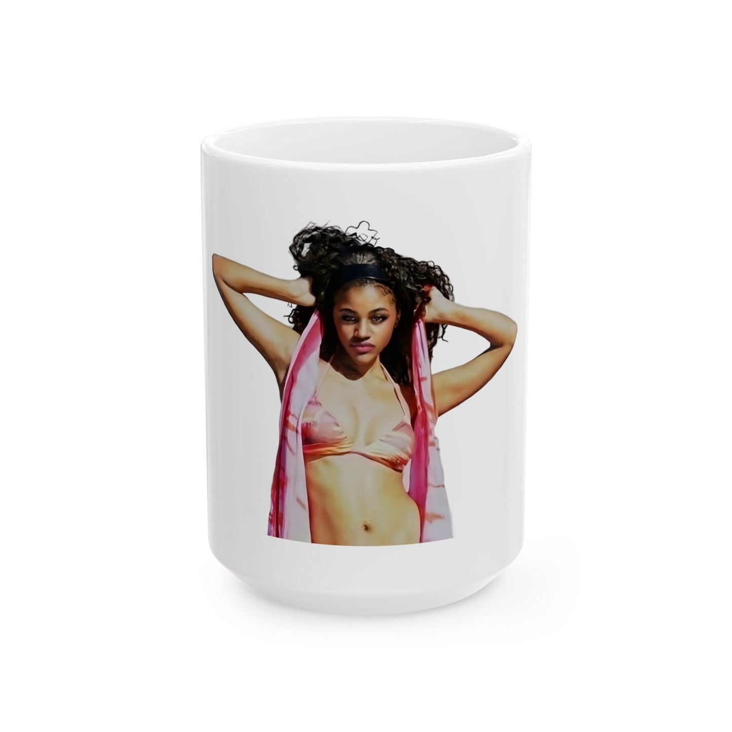 Mia Pruitt Ceramic Mug with Bold Design, Chic Model Coffee Lover Gift, Unique Artwork Mug, Home & Office Decor, Fun Conversation Starter