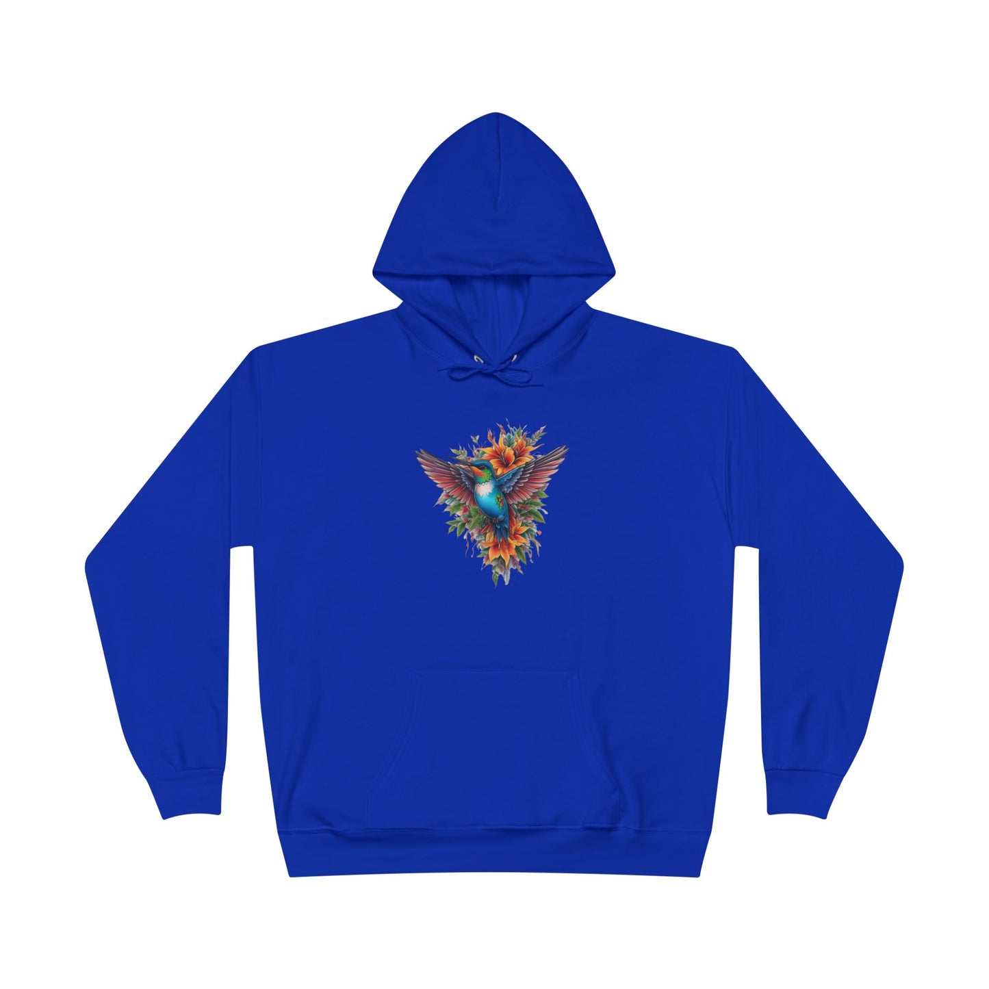 Vibrant Hummingbird Hoodie, Eco-Friendly Pullover, Perfect Gift for Nature Lovers, Spring Fashion, Unique Floral Design
