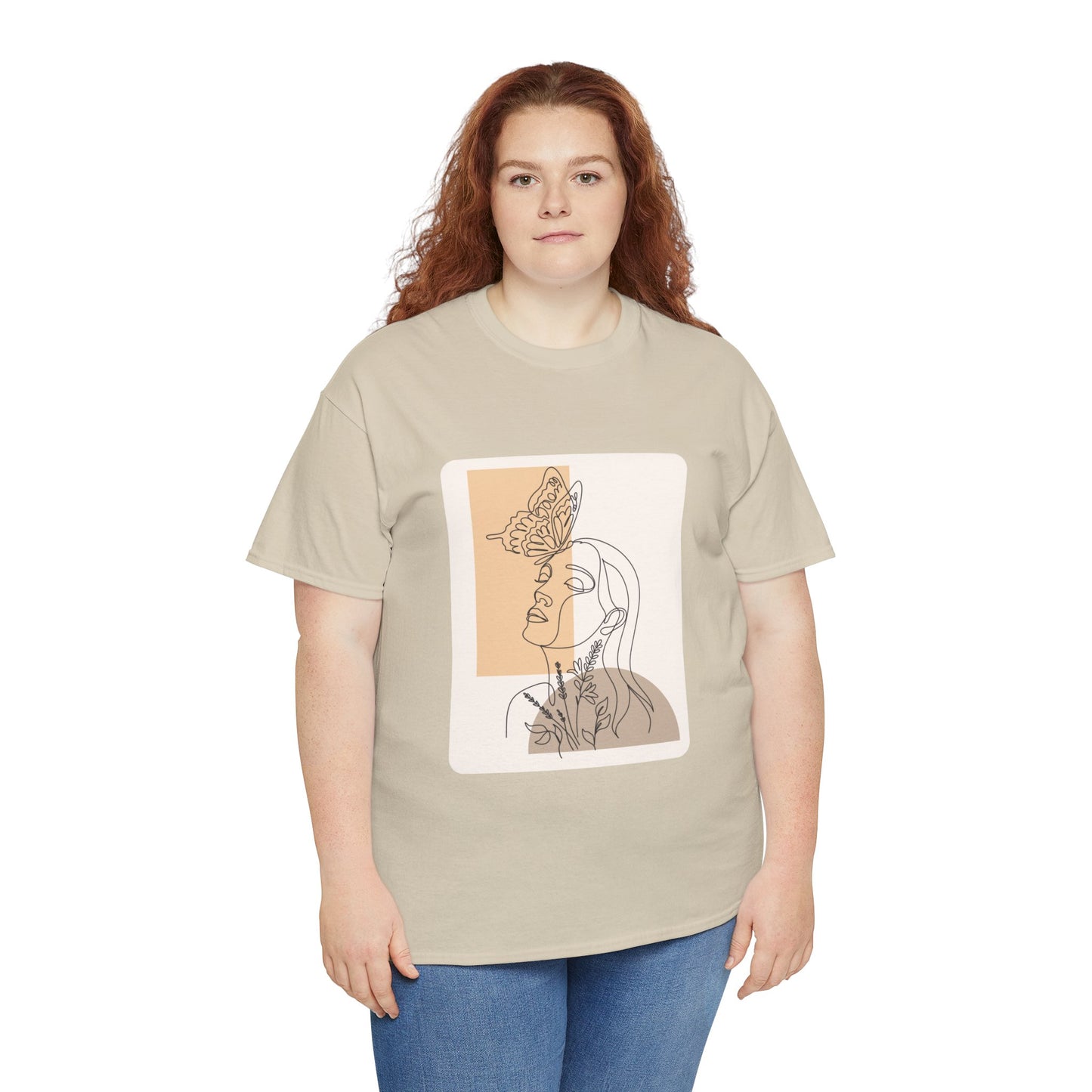 Artistic Unisex Tee: Modern Line Drawing with Butterfly, Perfect for Casual Outings, Gift for Art Lovers, Spring Fashion, Eco-Friendly Wear