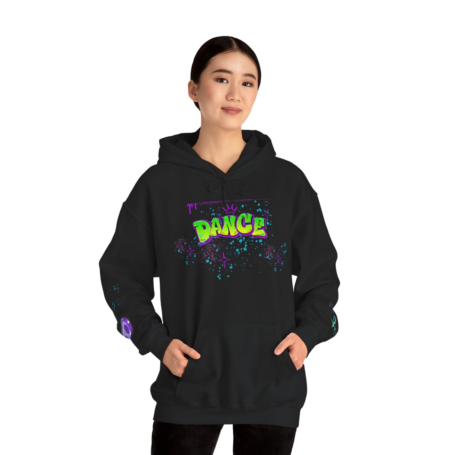 Colorful Dance Hoodie for Creative Spirits, Cozy Unisex Hooded Sweatshirt, Perfect for Parties, Dance Classes, Gifts