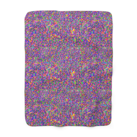 Colorful Geometric Pattern Sherpa Blanket | Rainbow Triangle Mosaic
