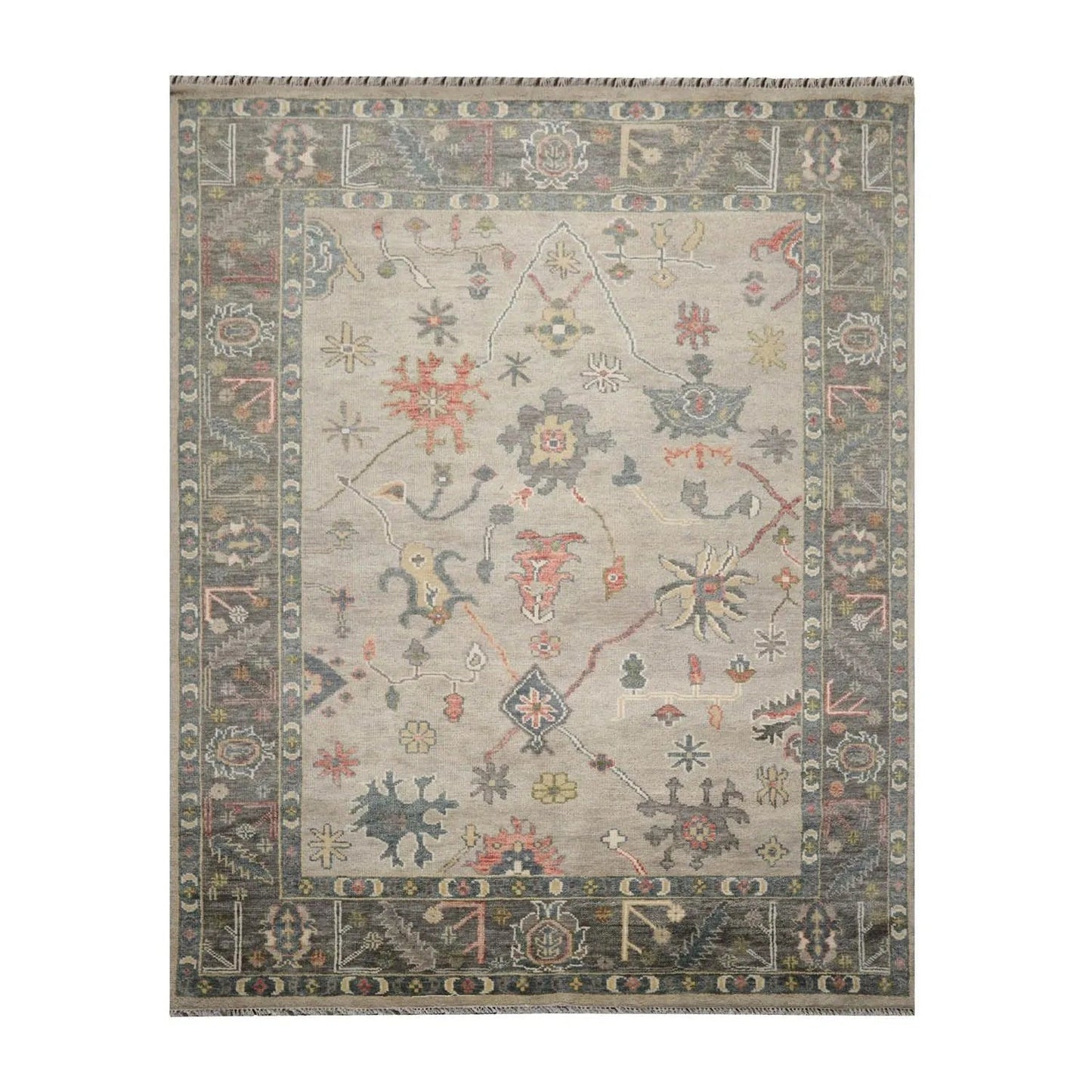 Multi Sizes LoomBloom Muted Turkish Oushak Hand Knotted Wool Area Rug Gray, Beige Color-1