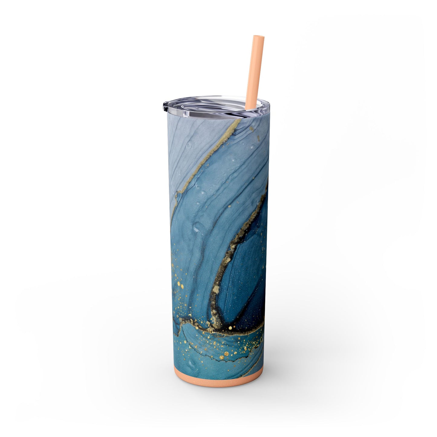 Elegant Blue Marble Skinny Tumbler, 20oz - Stylish Drinkware for Daily Use, Gifts, Celebrations, Eco-Friendly, Travel Mug