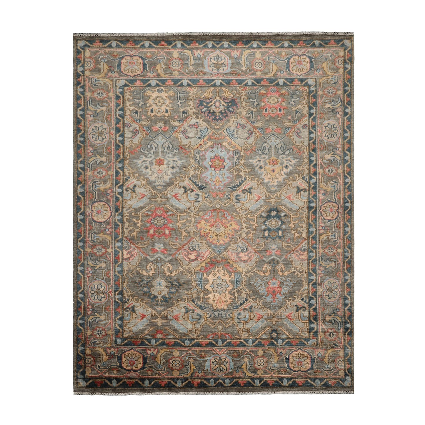 Multi Sizes LoomBloom Muted Turkish Oushak Hand Knotted Arts & Craft Wool Traditional Area Rug Mossy Gray Color-2