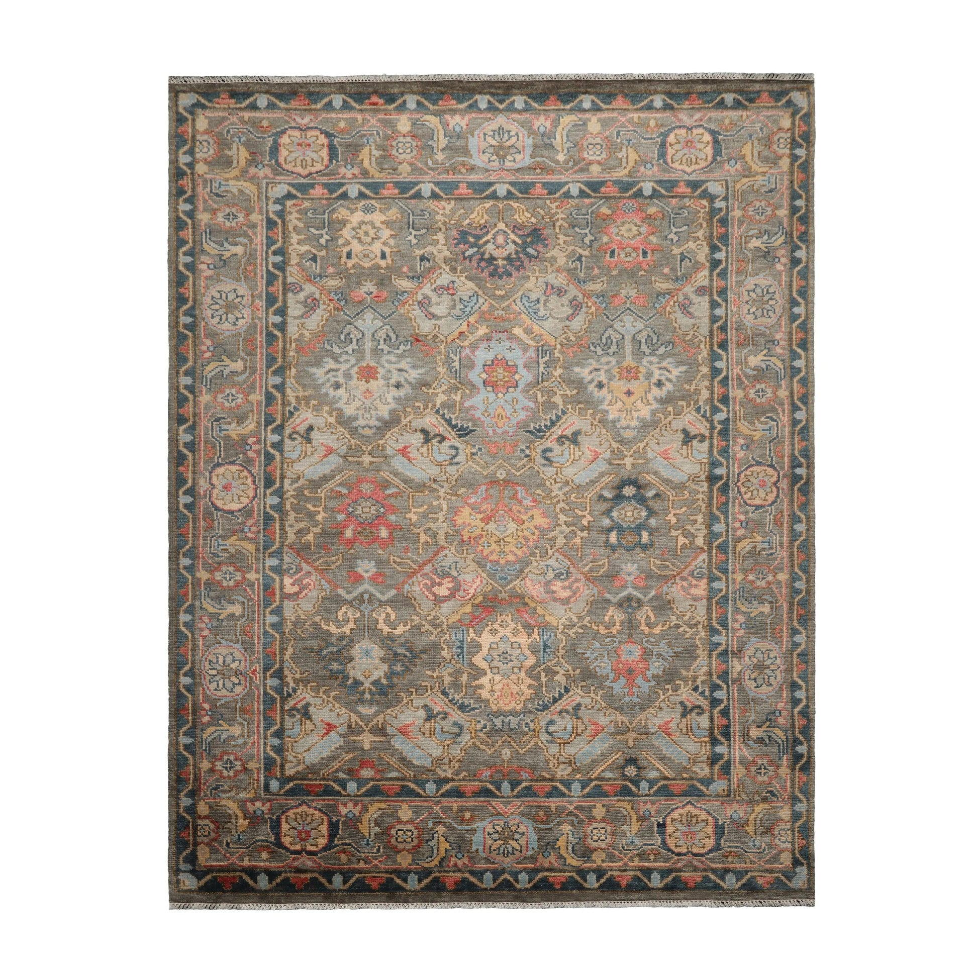Multi Sizes LoomBloom Muted Turkish Oushak Hand Knotted Arts & Craft Wool Traditional Area Rug Mossy Gray Color-2