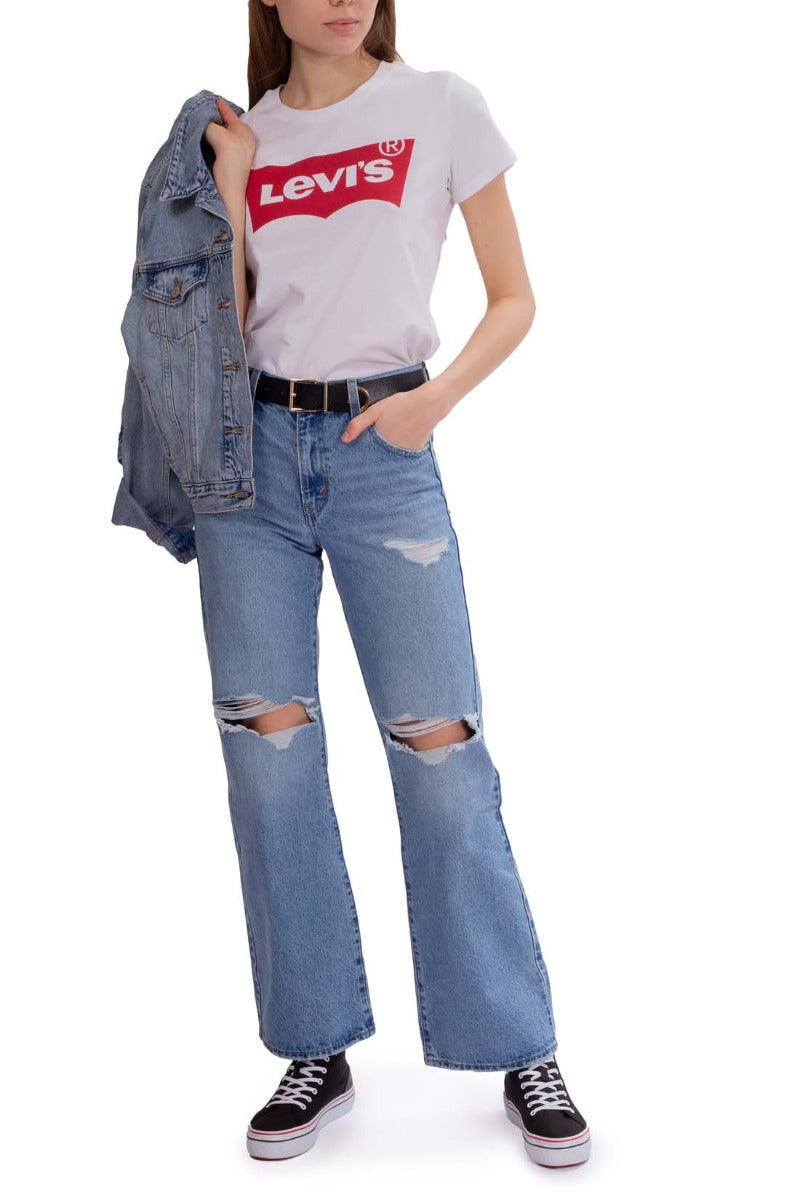LEVI'S Women - White cotton Batwing logo T-Shirt-12