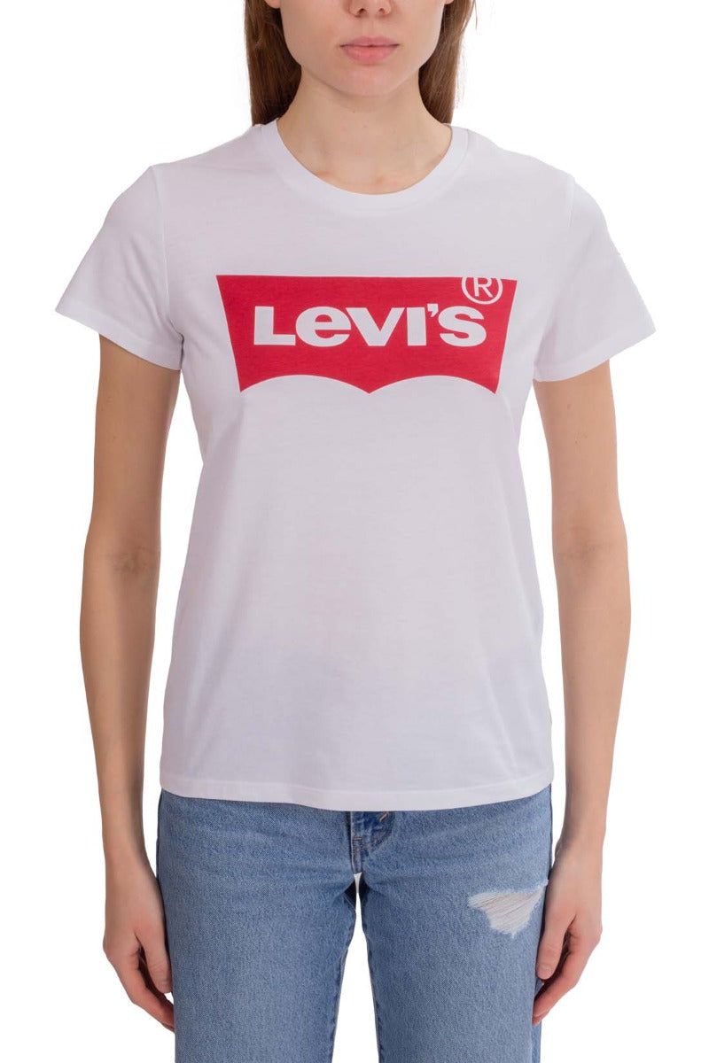 LEVI'S Women - White cotton Batwing logo T-Shirt-21
