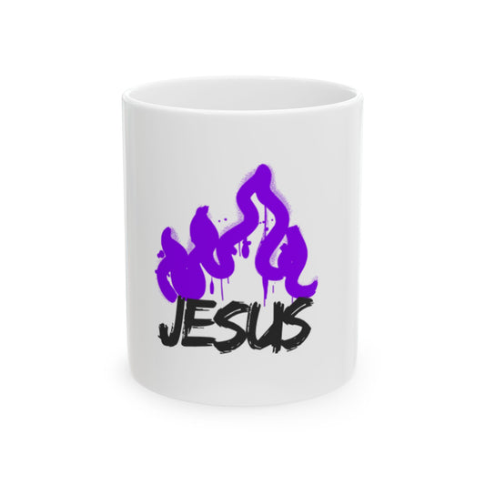 Jesus Graphic Ceramic Mug - Inspirational Graffiti Coffee Cup, Christian Gift, Artistic Drinkware for Home, Office, and Holidays