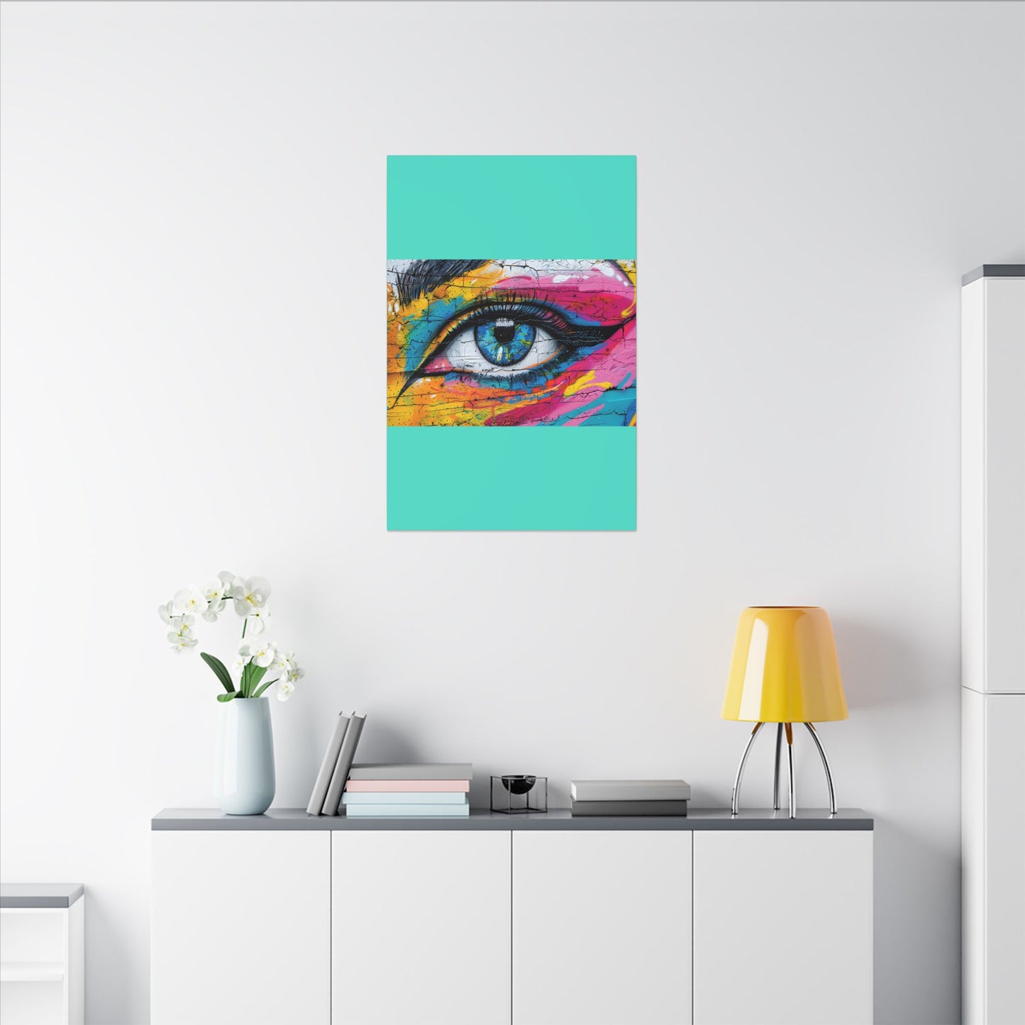 Colorful Eye Street Art Matte Canvas Print