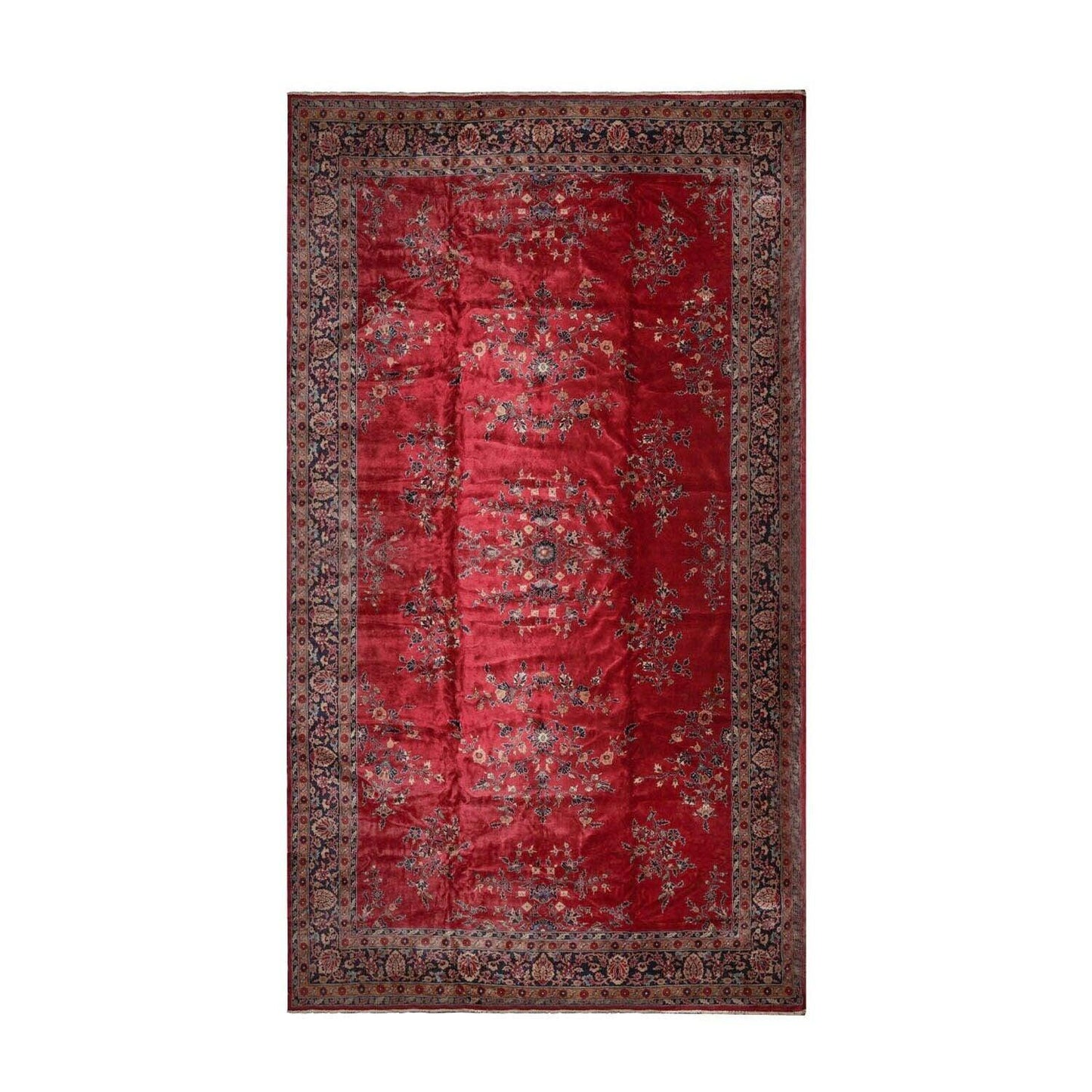 14'x24'11" Burgundy Vintage Saroukk Palace Hand Knotted 100% Wool Oriental Area Rug-1
