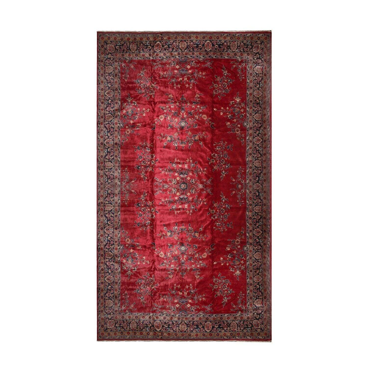 14'x24'11" Burgundy Vintage Saroukk Palace Hand Knotted 100% Wool Oriental Area Rug-1