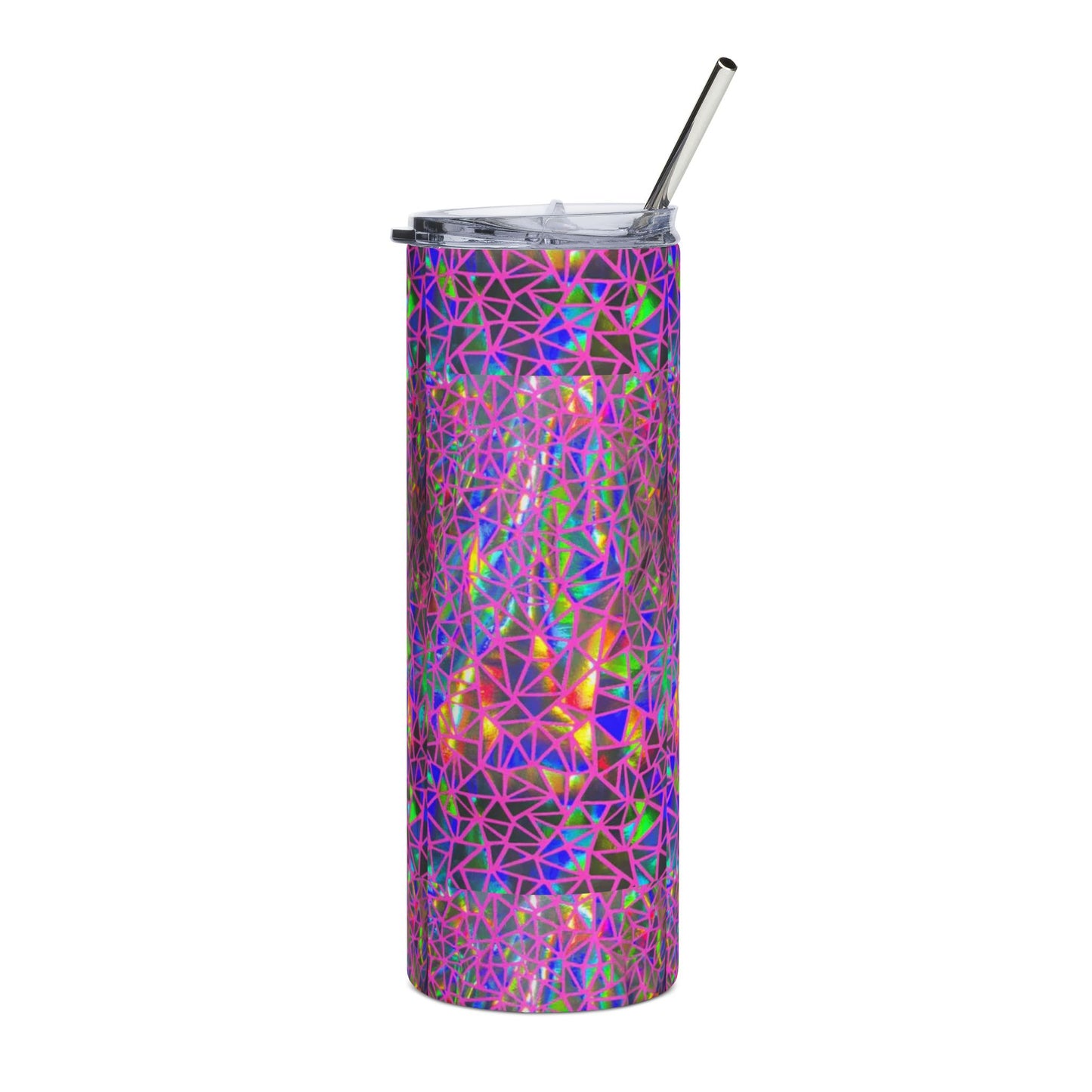 Holographic Geometric Prism Print Stainless Steel Tumbler | 20oz