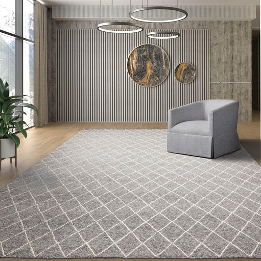 10'3" x 14'1" Berber Handmade 100% Wool Traditional Area Rug Modern Ash Gray-0