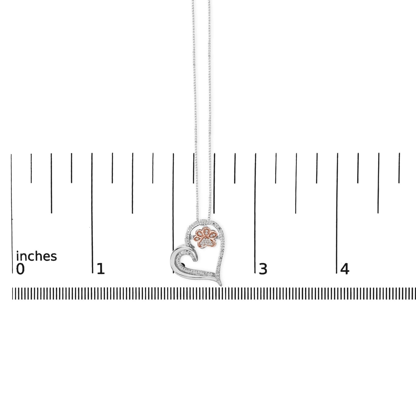 14K Rose Gold Plated Sterling Silver 1/10 Cttw Diamond Paw & Heart Pendant Necklace-4