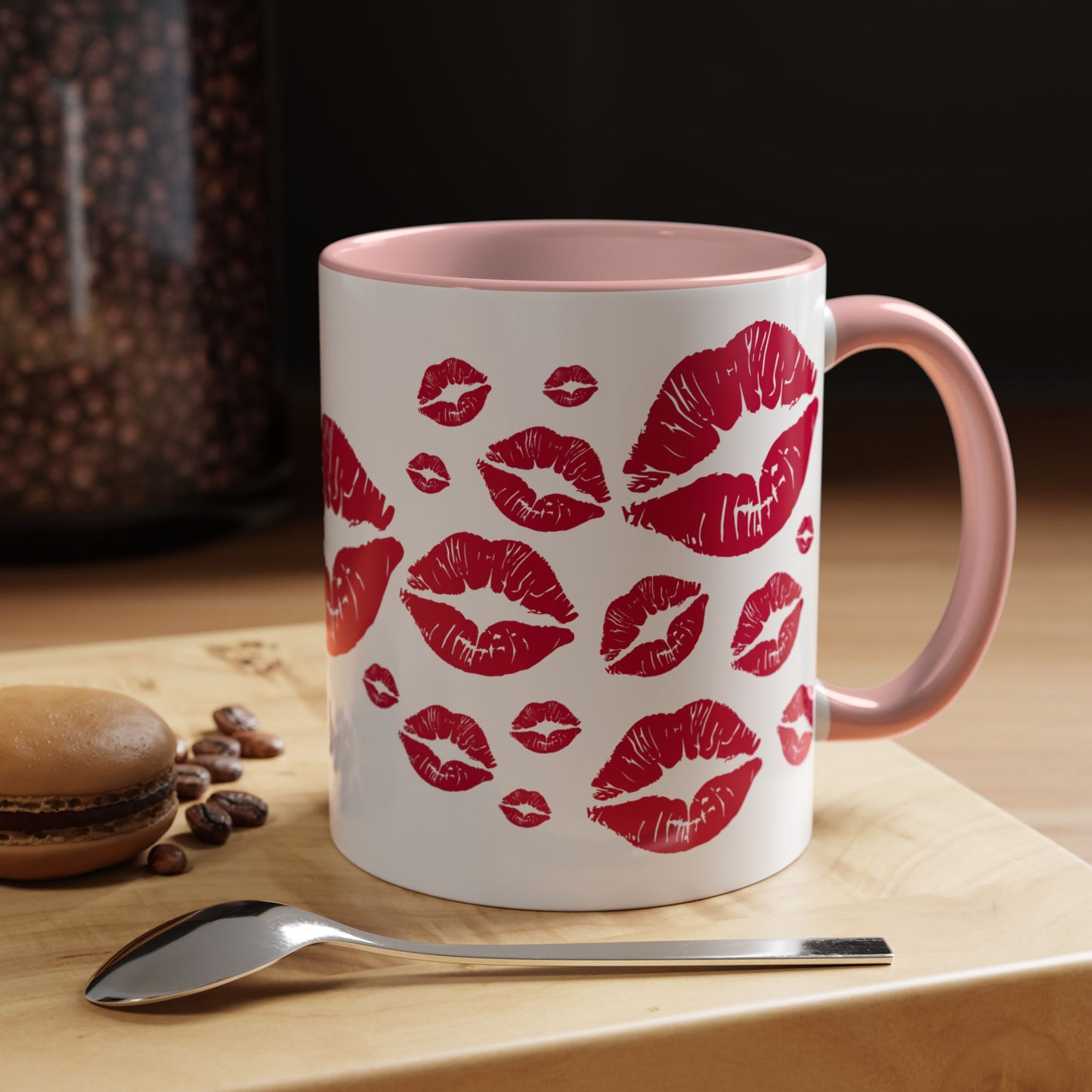 Kiss Mark Accent Coffee Mug - Romantic Gift, Valentine's Day Mug, Cute Coffee Cup, Fun Kitchen Decor, Stylish Drinkware