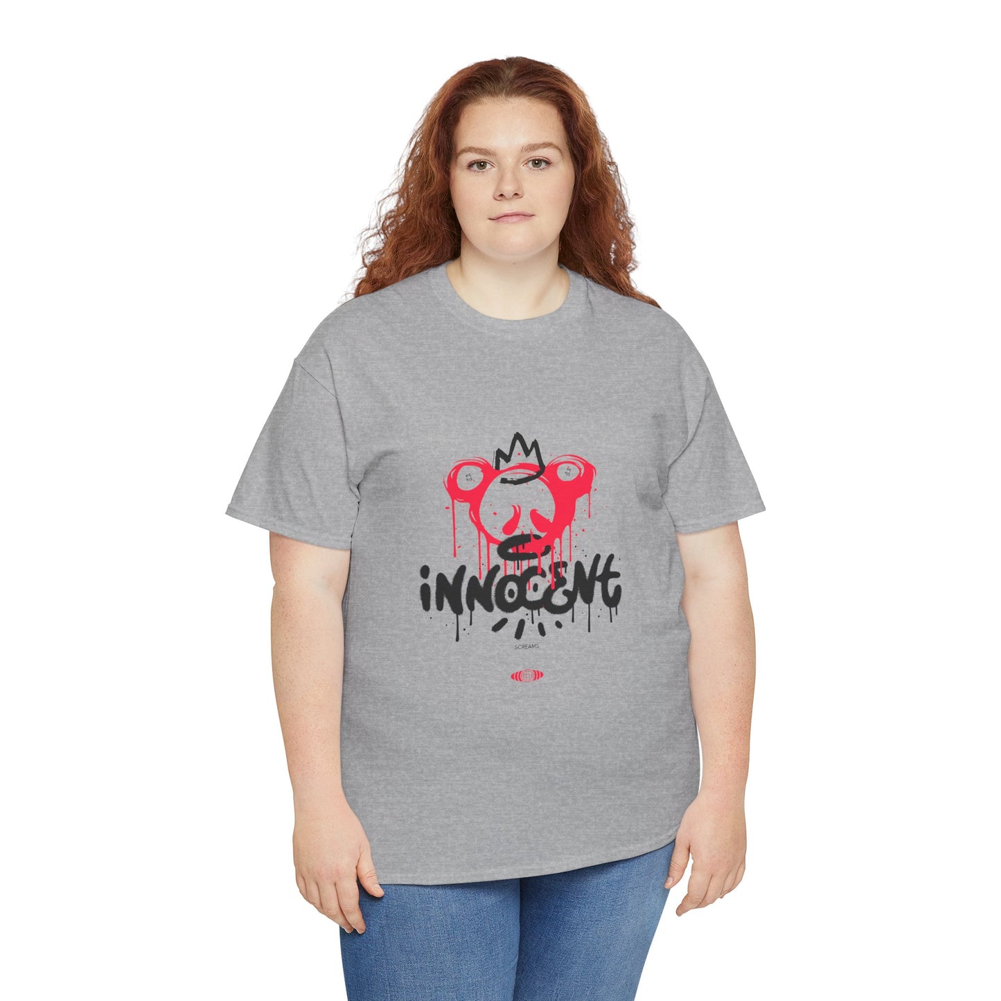 Edgy Graphic Tee: 'Innocent' Design, Urban Fashion, Streetwear, Unisex Cotton T-Shirt, Music Festivals, Casual Wear