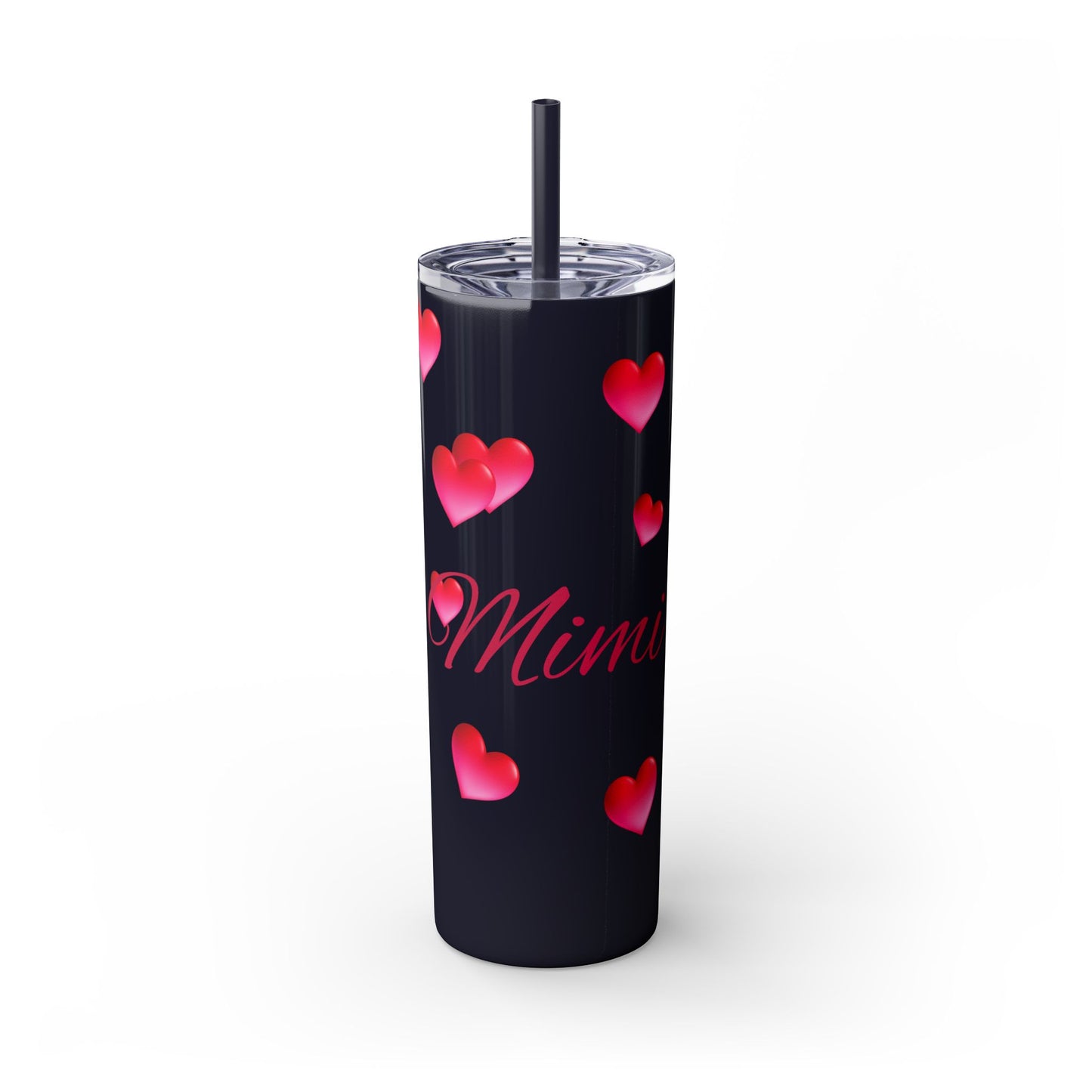 Gepasmaakte Glitter 20oz Dun Tumbler met Pienk Hartpatroon — [Jou Naam Hier]