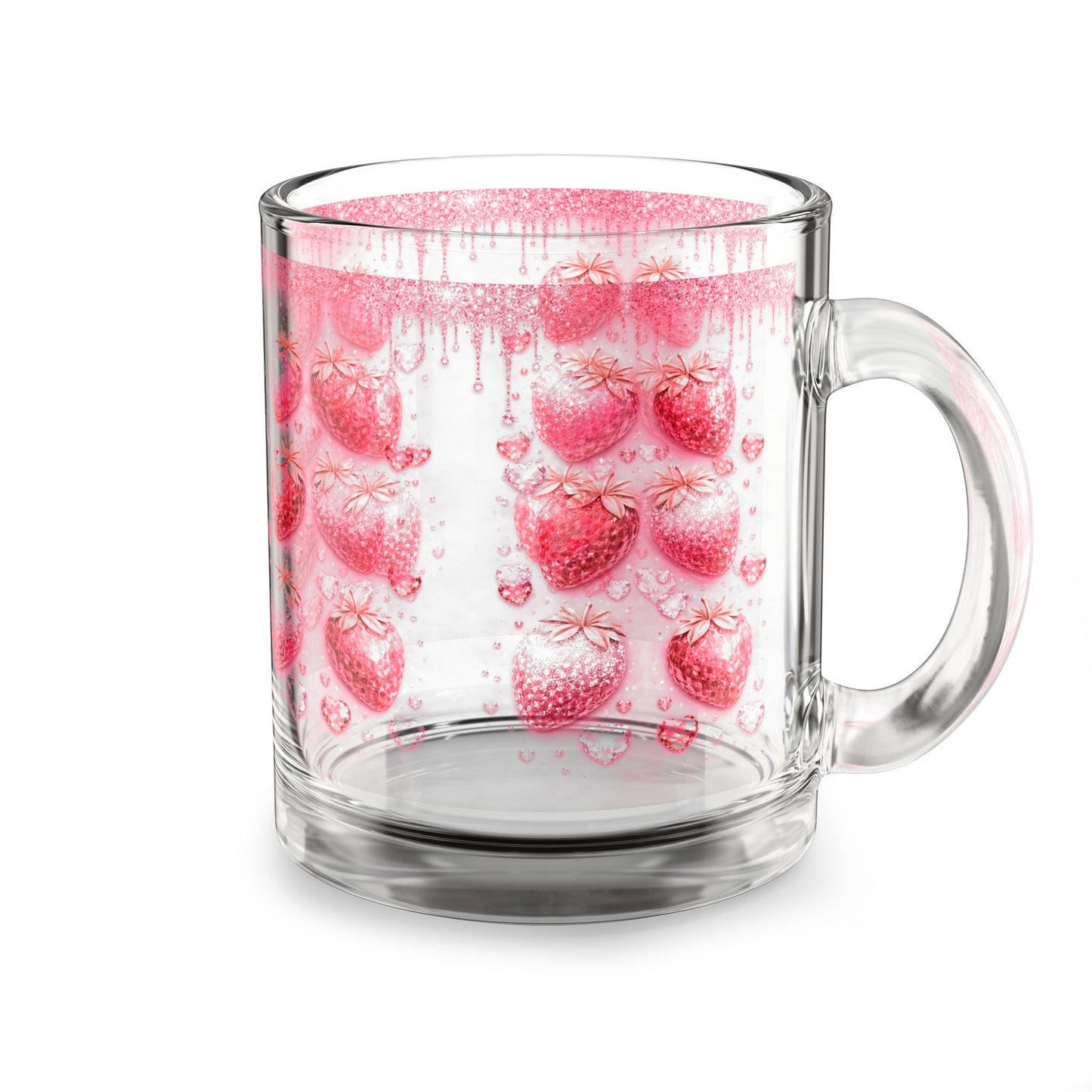 Strawberry Drip Pattern Glass Mug 10oz
