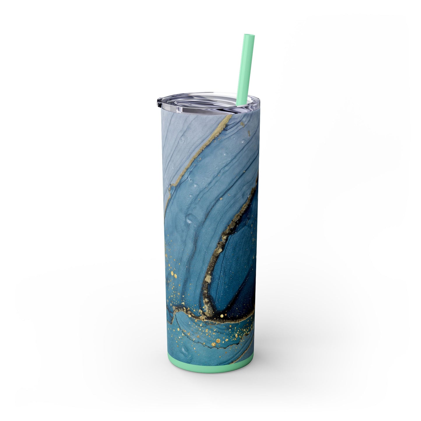 Elegant Blue Marble Skinny Tumbler, 20oz - Stylish Drinkware for Daily Use, Gifts, Celebrations, Eco-Friendly, Travel Mug