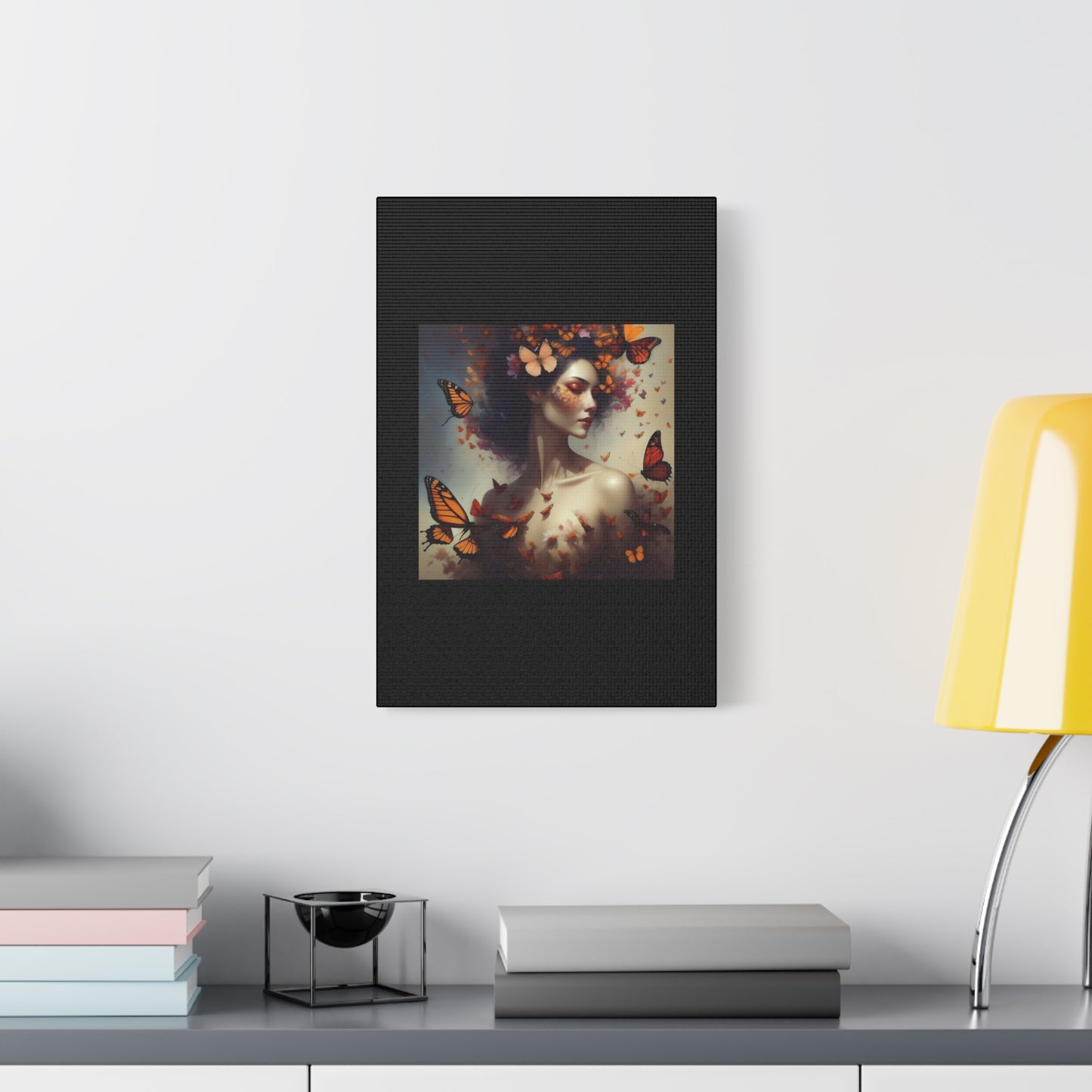Canvas Wall Art - Butterfly Woman Print, Floral Home Decor, Unique Gift for Nature Lovers, Birthday Decoration, Whimsical Art