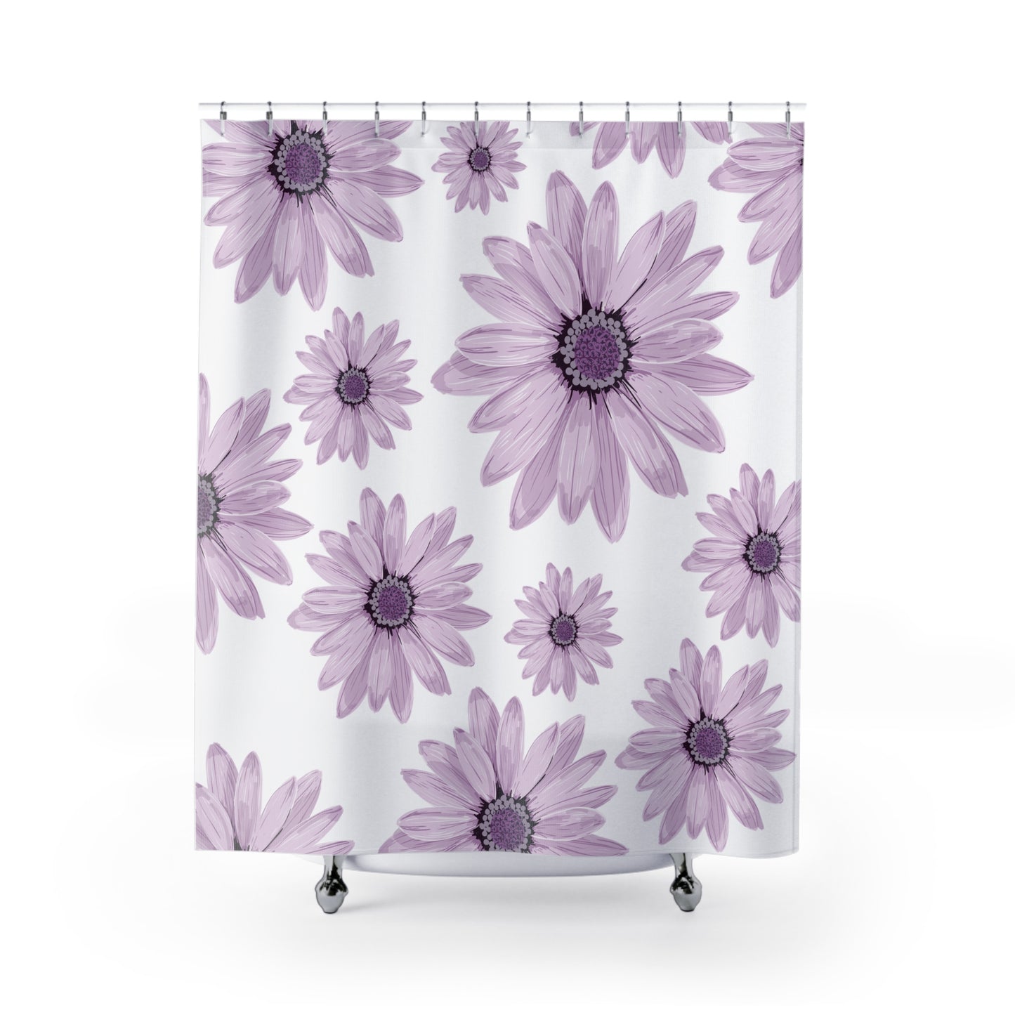 Elegant Floral Shower Curtain, Purple Flower Bathroom Decor, Modern Home Accessory, Gift for Her, Spring Inspirations