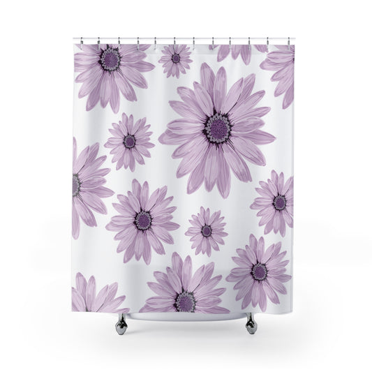 Elegant Floral Shower Curtain, Purple Flower Bathroom Decor, Modern Home Accessory, Gift for Her, Spring Inspirations