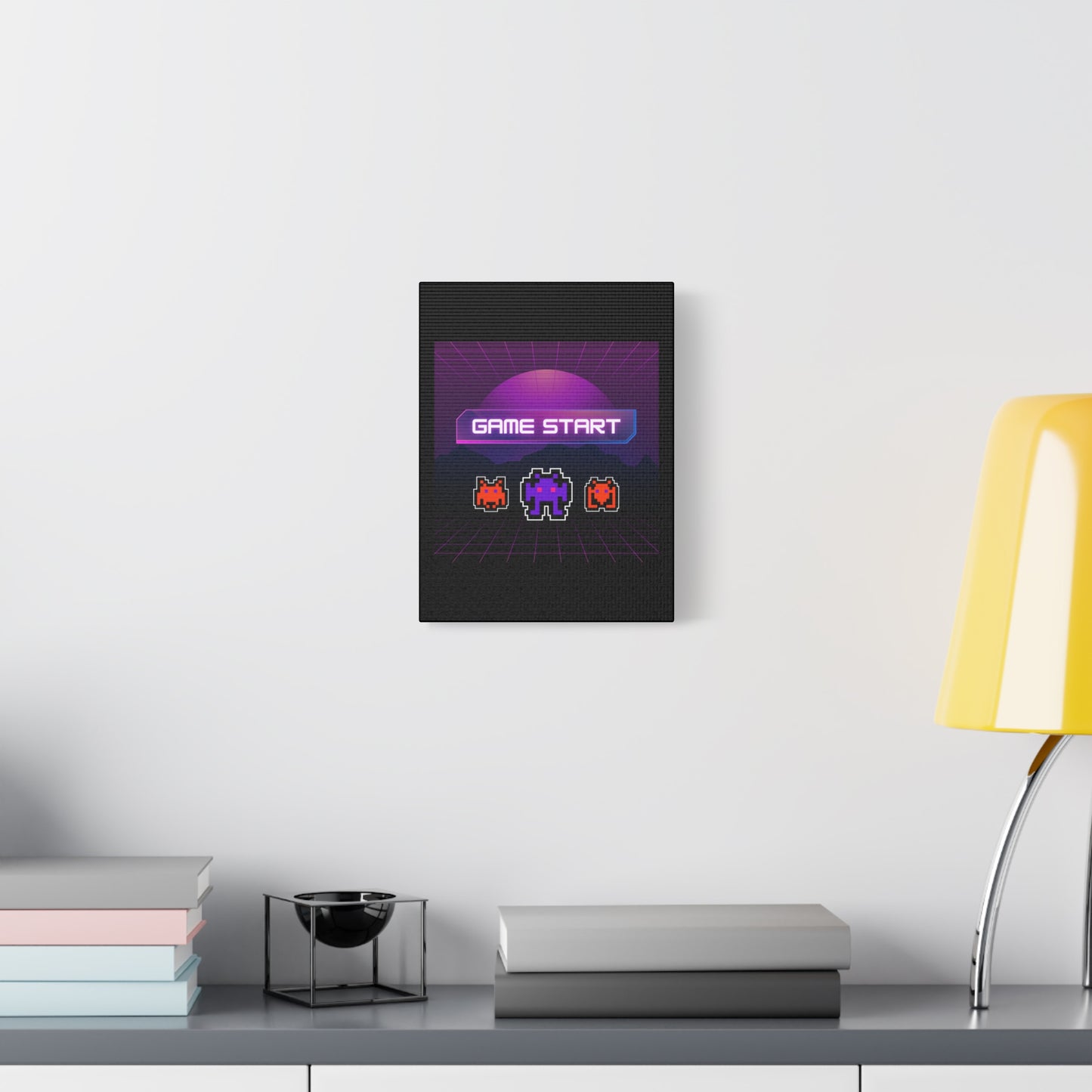 Retro Game Start Canvas Art Print | 80s Gaming Wall Decor, Gamer Gift, Pixel Art, Nostalgic Artwork, Home Decor