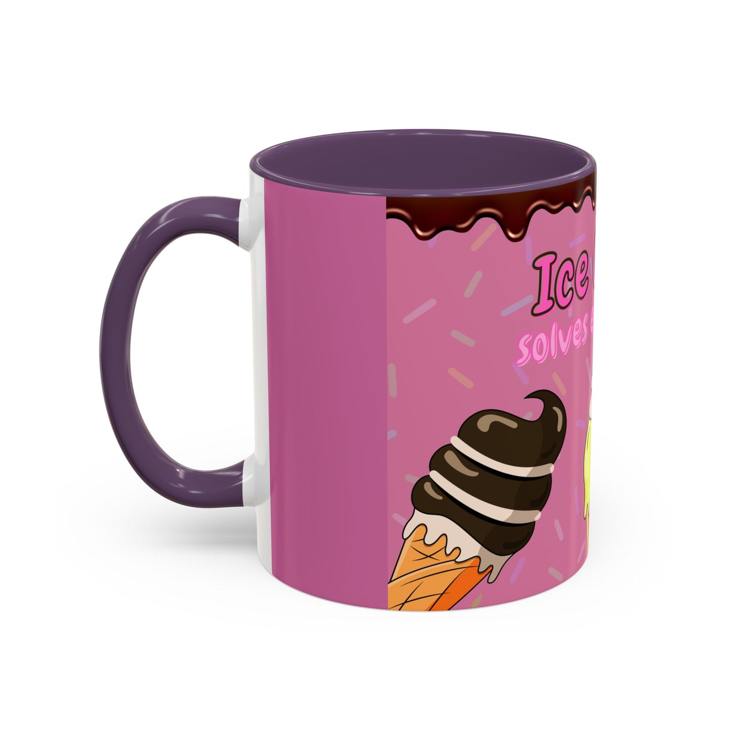 Ice Cream Solves Everything Coffee Mug - Fun Beverage Cup for Ice Cream Lovers, Gift for Holidays, Birthday, Summer