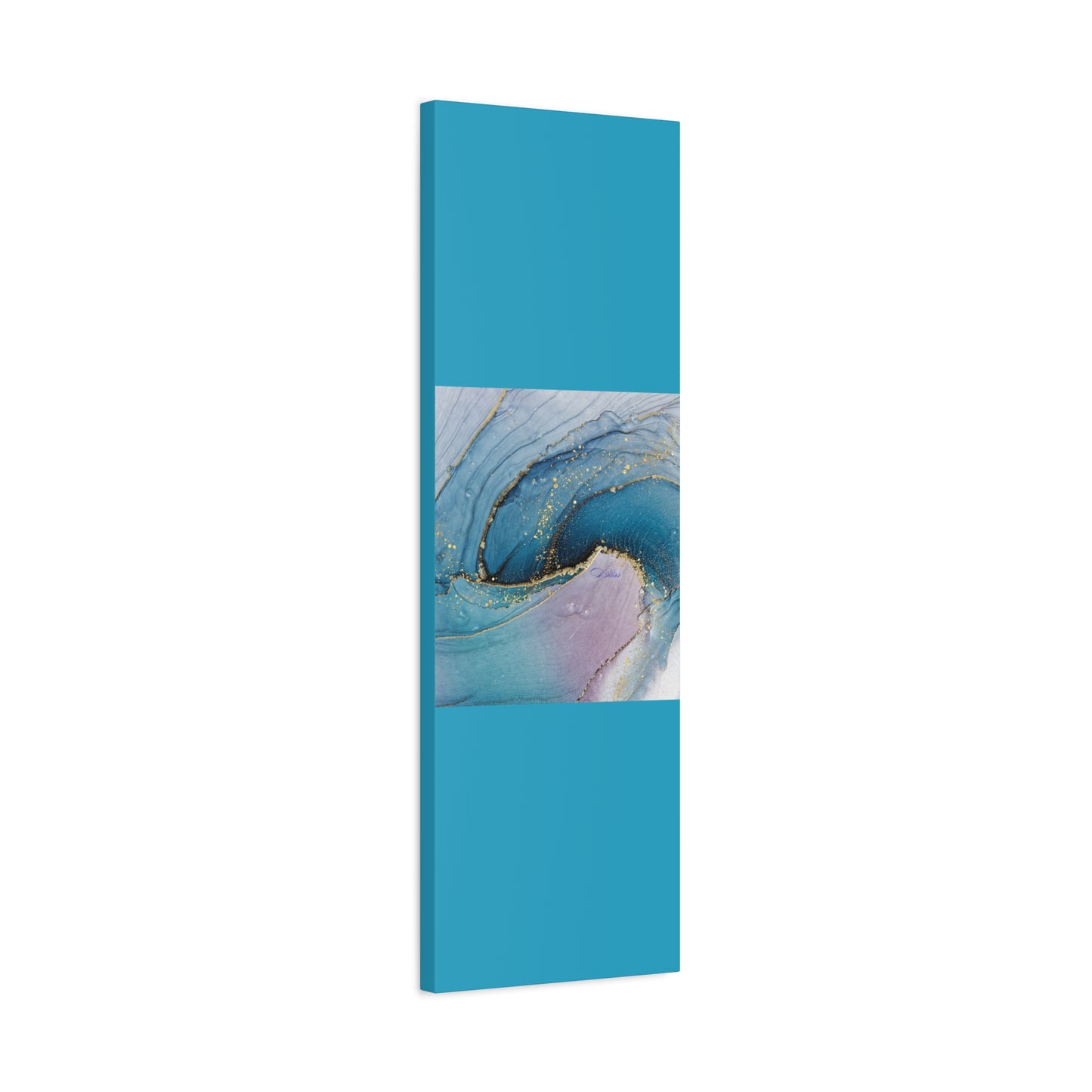 Canvas Wall Art, Abstract Ocean Wave, Modern Decor, Home Office, Gift for Her, Blue Gold Artwork, Living Room Wall Decor