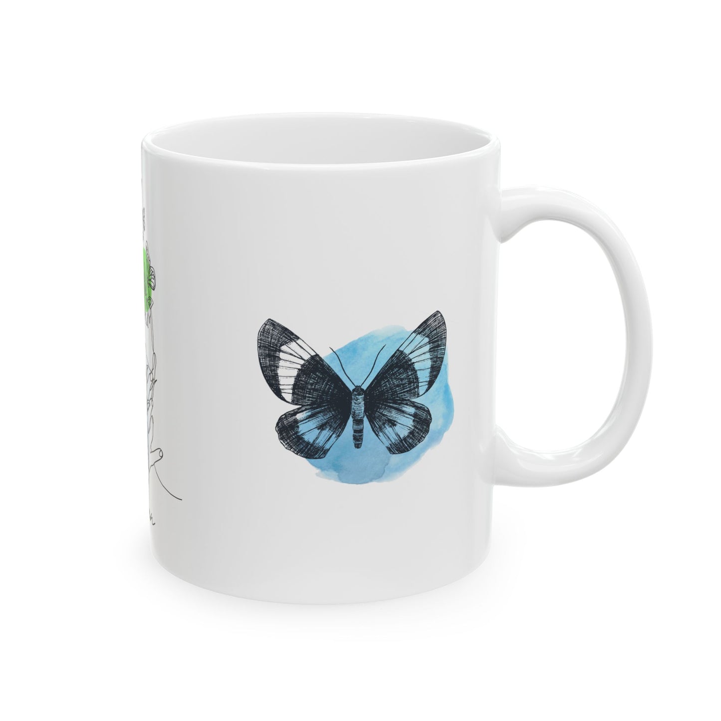 Elegant Woman Butterfly Ceramic Mug | Inspirational Gift, Art Coffee Cup, Unique Design, Home Decor, Mother's Day Gift