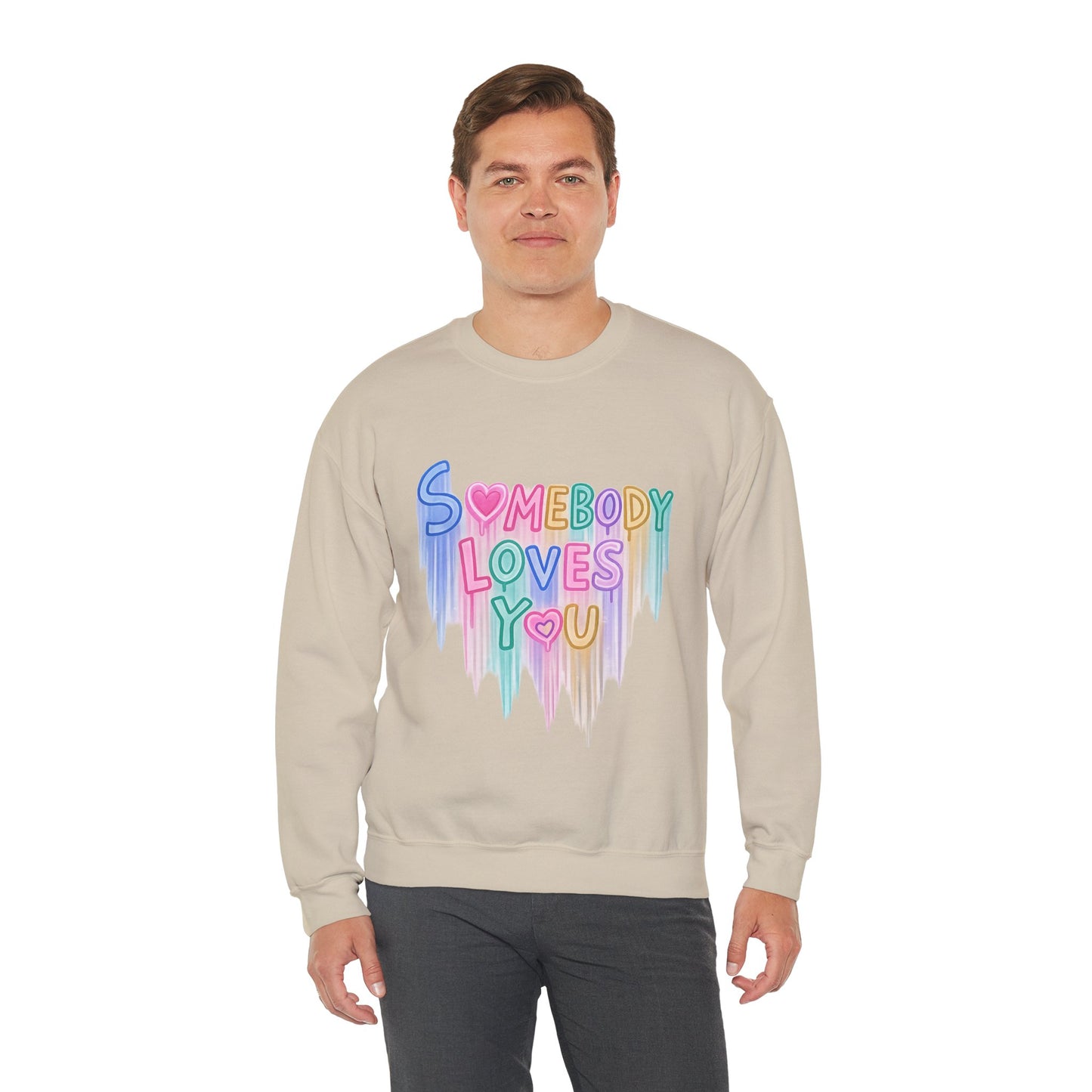 Somebody Loves You Crewneck Sweatshirt — Pastel Drip Love Graphic