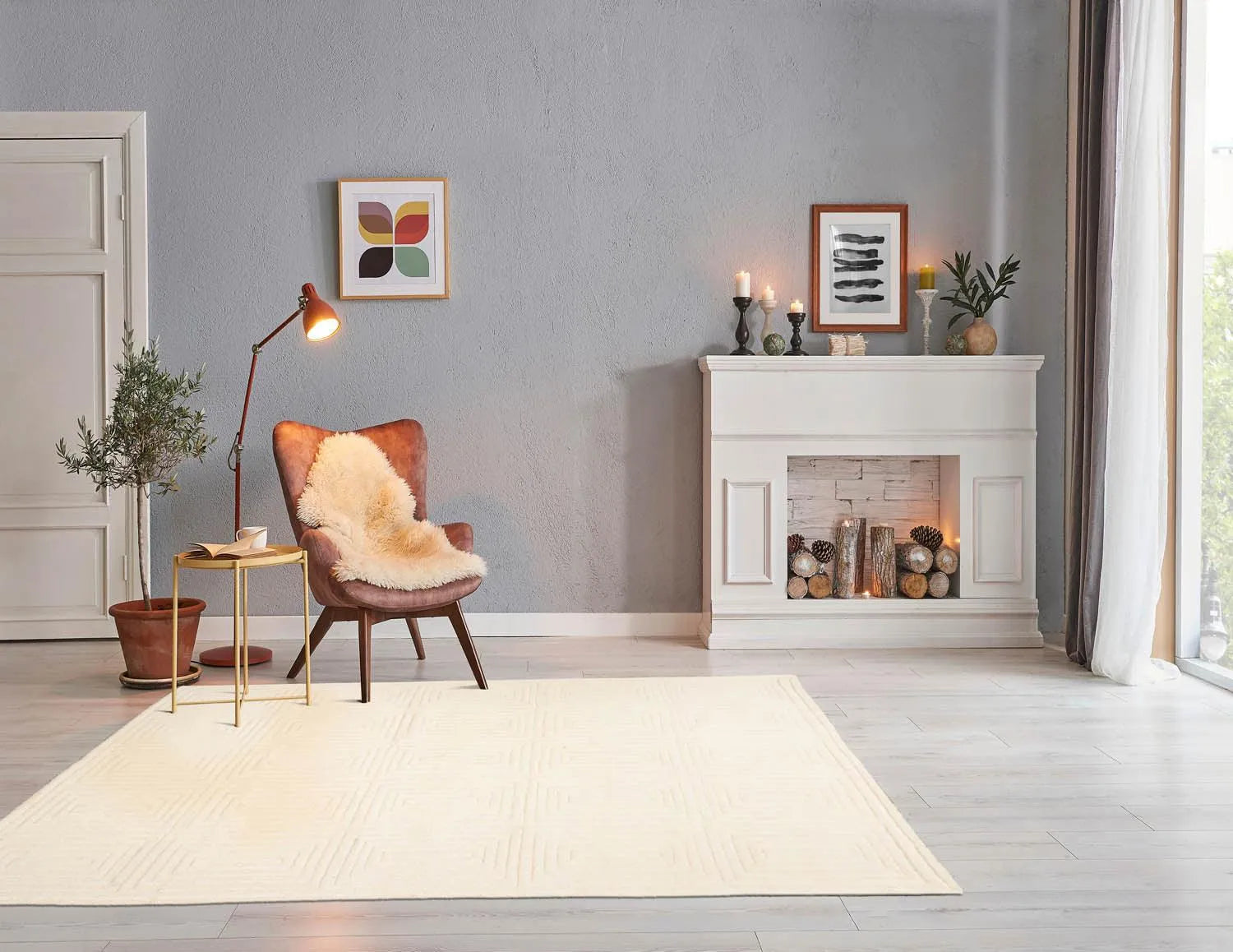 5' x8'Hand Tufted Hand Made 100% Wool Designer Traditional  Oriental Area Rug Tone On Tone,Ivory Color-0