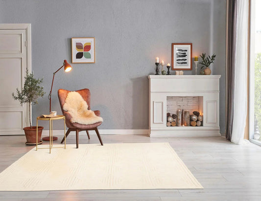 5' x8'Hand Tufted Hand Made 100% Wool Designer Traditional  Oriental Area Rug Tone On Tone,Ivory Color-0