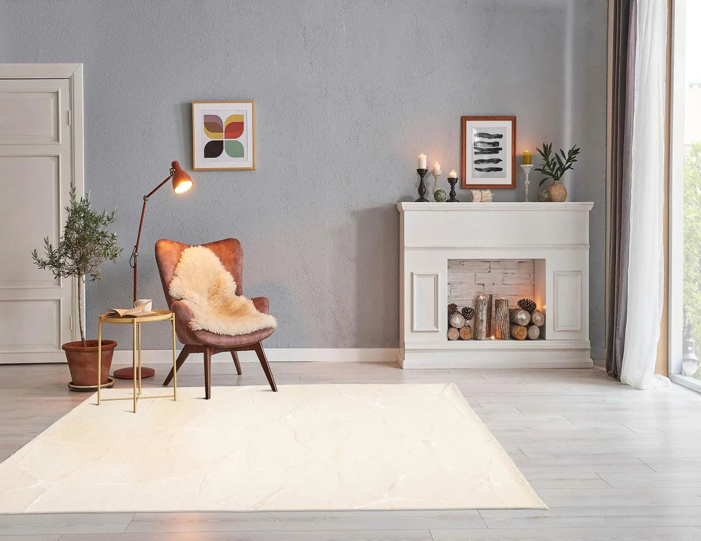 5' x8' Hand Tufted Hand Made Wool and Silk Designer Traditional  Oriental Area Rug Tone On Tone,Ivory Color-0