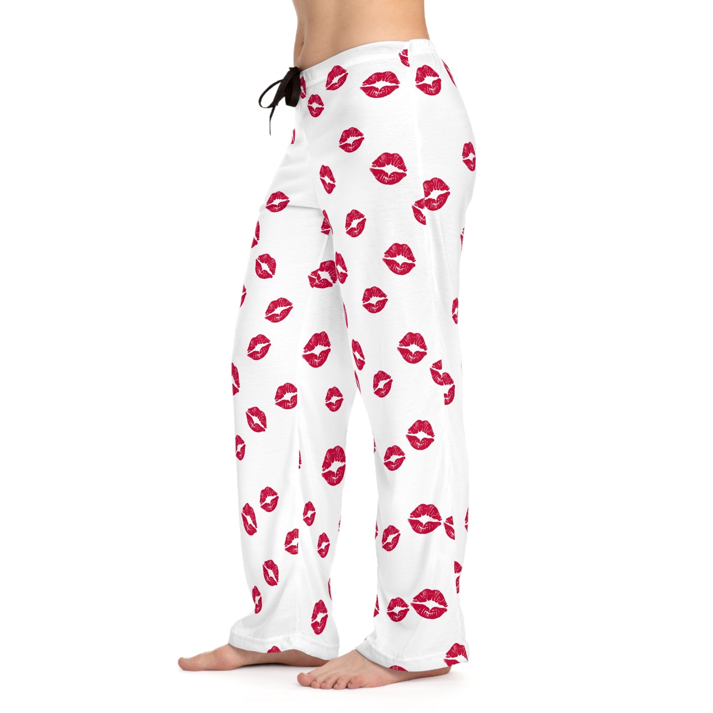 Cutest Kiss Print Women's Pajama Pants: Flirty Loungewear for Sleepovers, Valentine's Day, Cozy Nights, and Relaxing