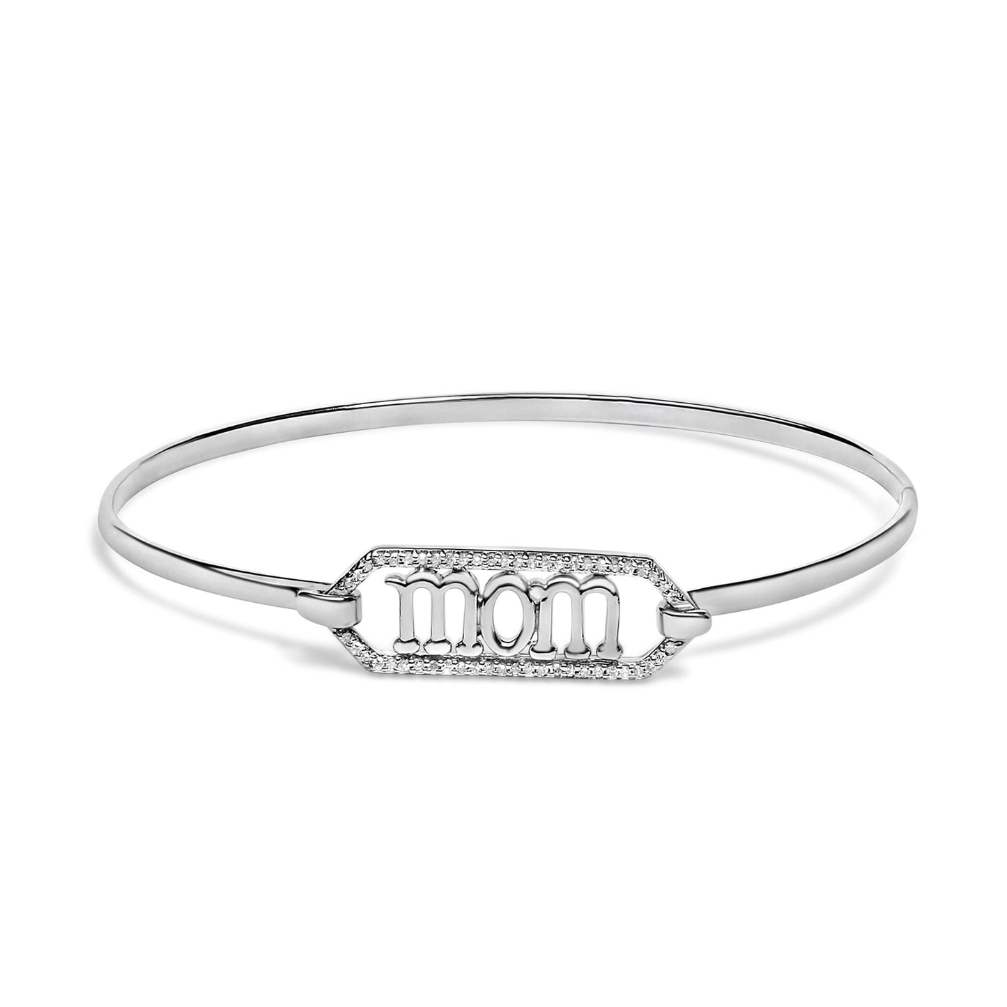 .925 Sterling Silver 1/5 Cttw Diamond Mom Bangle Bracelet-0