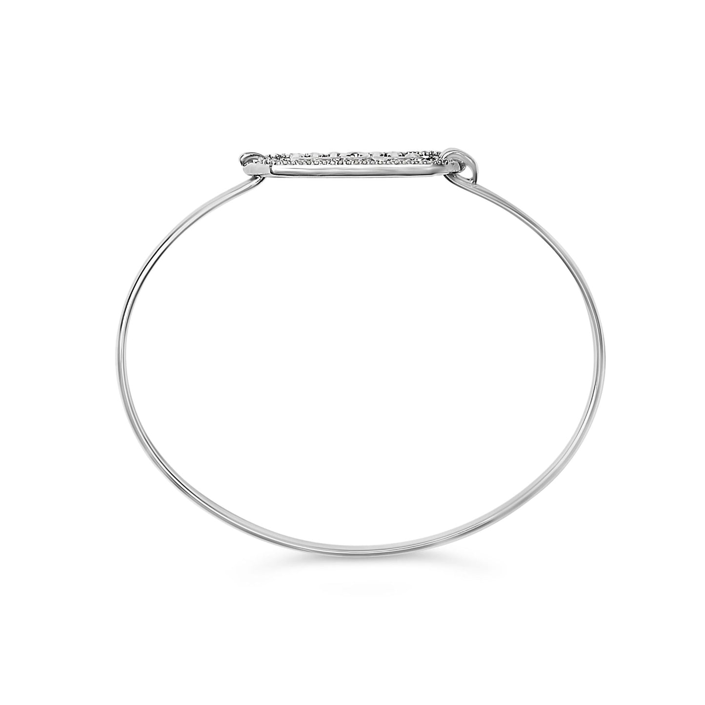 .925 Sterling Silver 1/5 Cttw Diamond Mom Bangle Bracelet-3