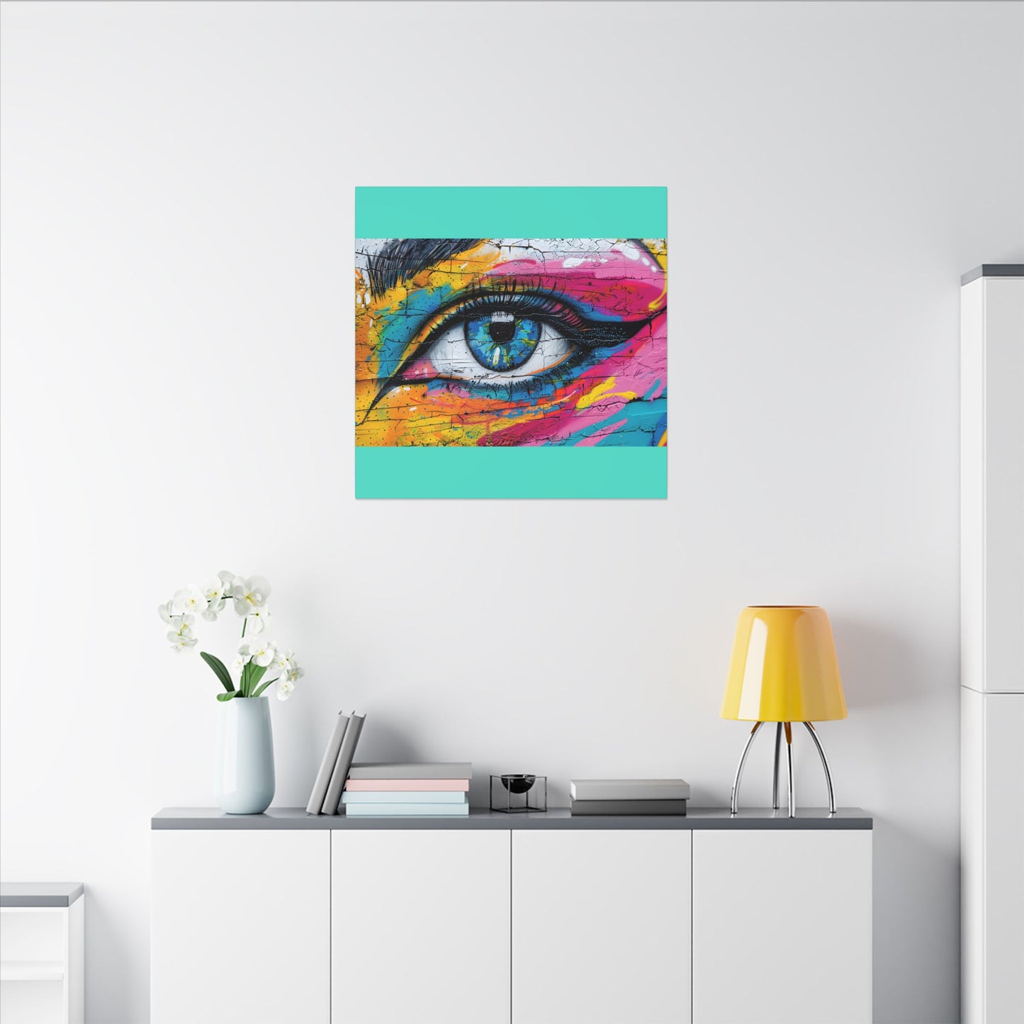 Colorful Eye Street Art Matte Canvas Print