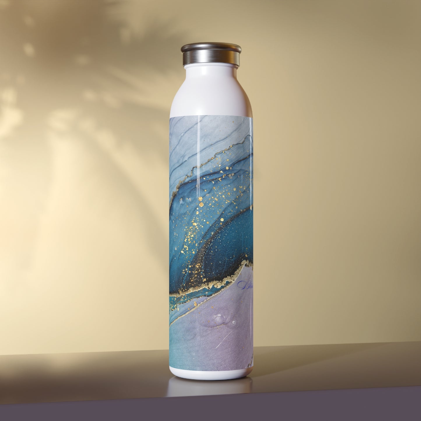 Stylish Slim Water Bottle with Ocean-Inspired Design, Ideal for Yoga, Eco-Friendly Hydration, Gift for Fitness Enthusiasts