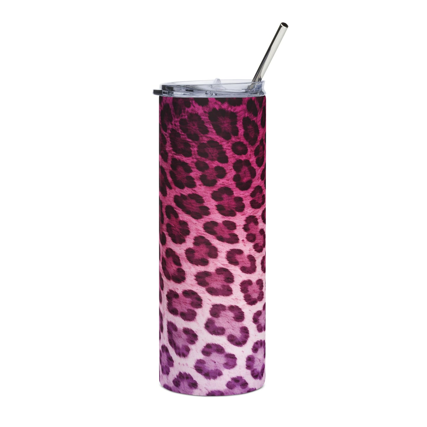 Customized Pink Purple Leopard Ombre Tumbler | Stainless Steel 20oz