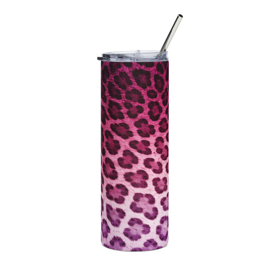 Customized Pink Purple Leopard Ombre Tumbler | Stainless Steel 20oz