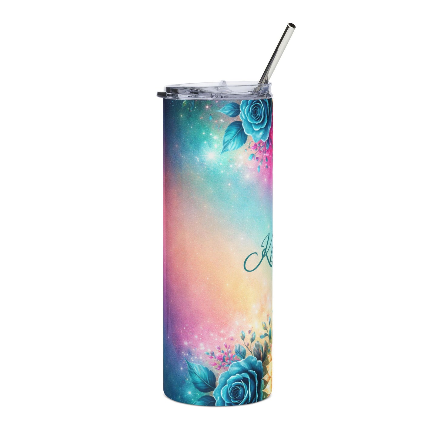 Custom Colorful Floral Galaxy Tumbler | 20oz Stainless Steel Travel Tumbler
