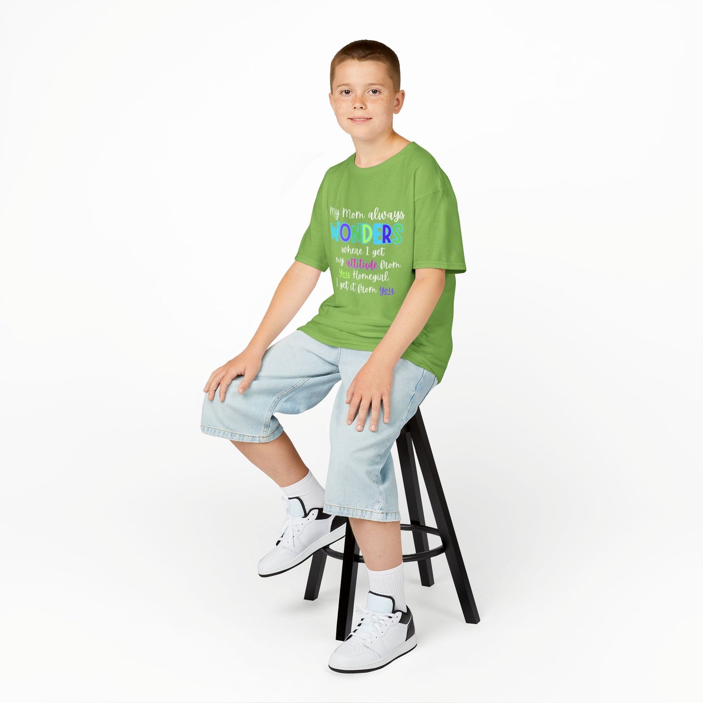 Colorful Kids Tee: 'My Mom Wonders Where I Get My Attitude From' | Fun Gift for Birthdays, Holidays, Everyday Wear, Unique Kids Apparel
