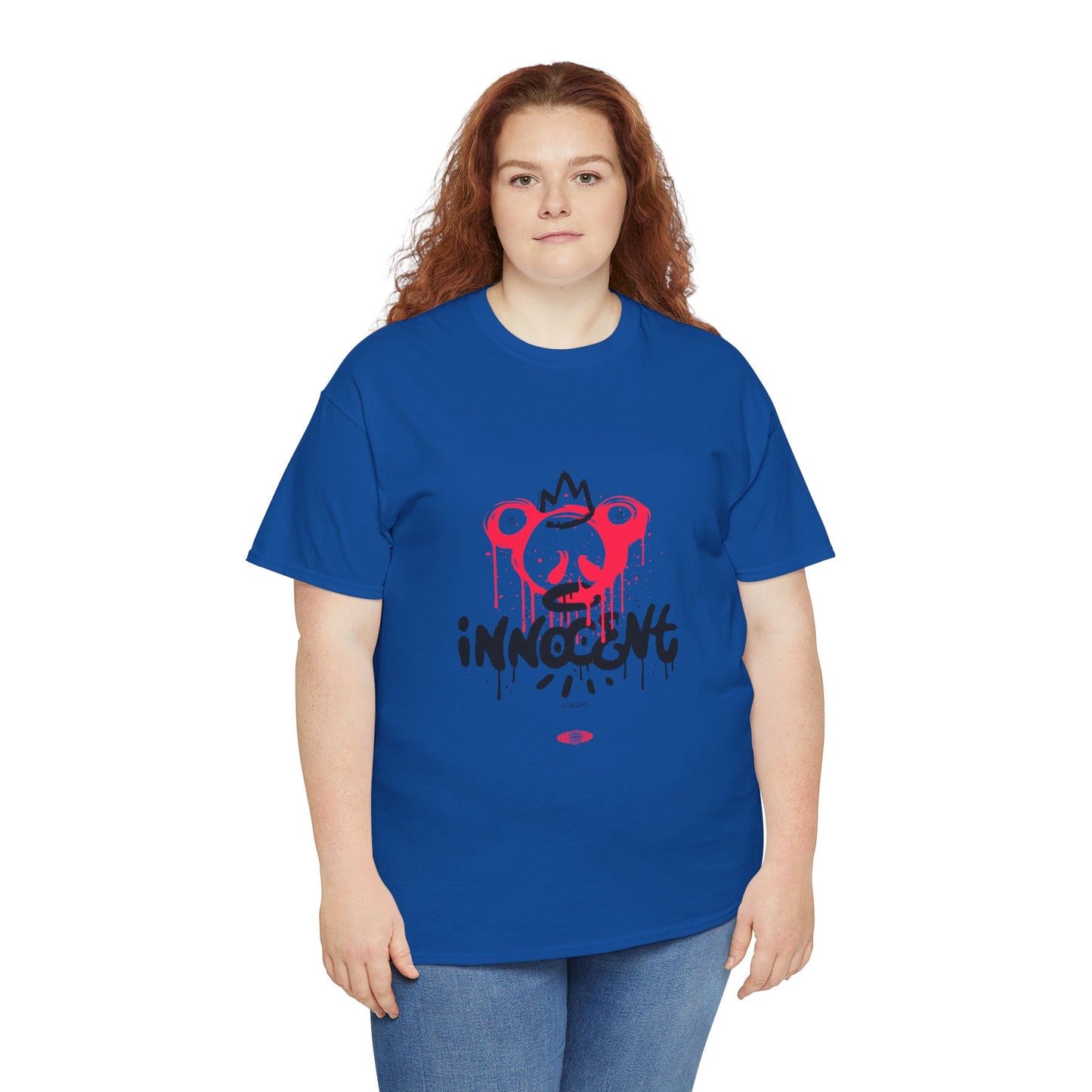 Edgy Graphic Tee: 'Innocent' Design, Urban Fashion, Streetwear, Unisex Cotton T-Shirt, Music Festivals, Casual Wear