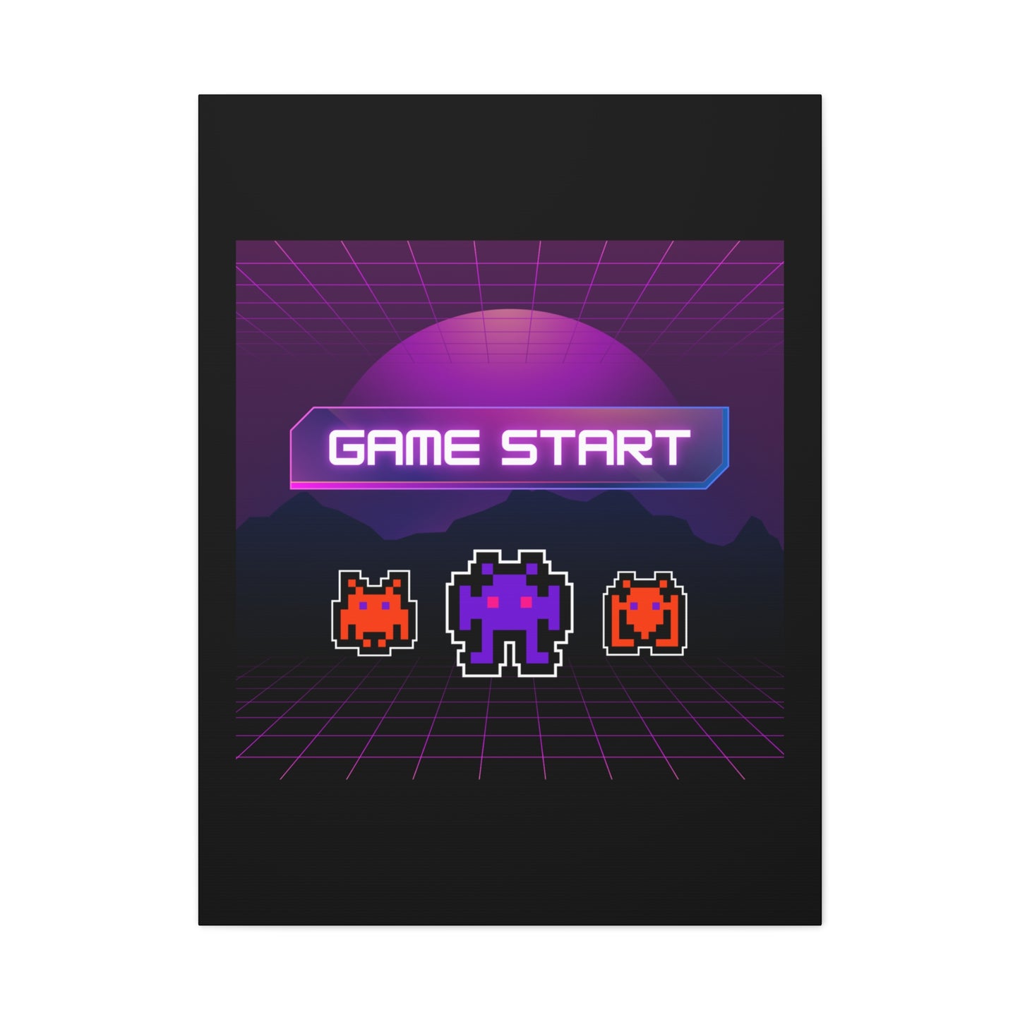Retro Game Start Canvas Art Print | 80s Gaming Wall Decor, Gamer Gift, Pixel Art, Nostalgic Artwork, Home Decor