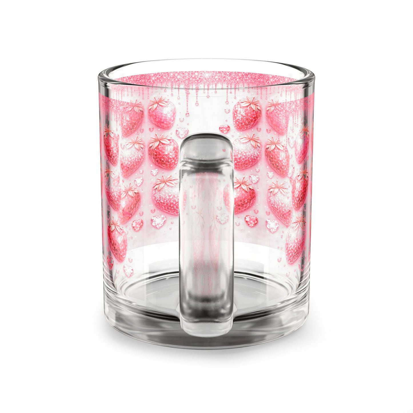 Strawberry Print Glass Mug, 10oz