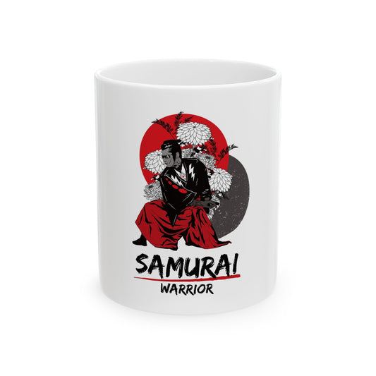 Cool Samurai Warrior Ceramic Mug, 11oz/15oz Coffee Cup, Japanese Art Drinkware, Unique Gift for Warriors, Anime Lovers, Birthday Present